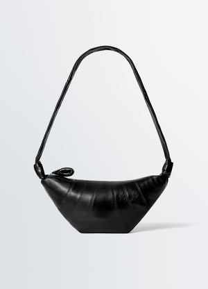 Medium croissant bag in coated cotton, product shot, front view supple curve design