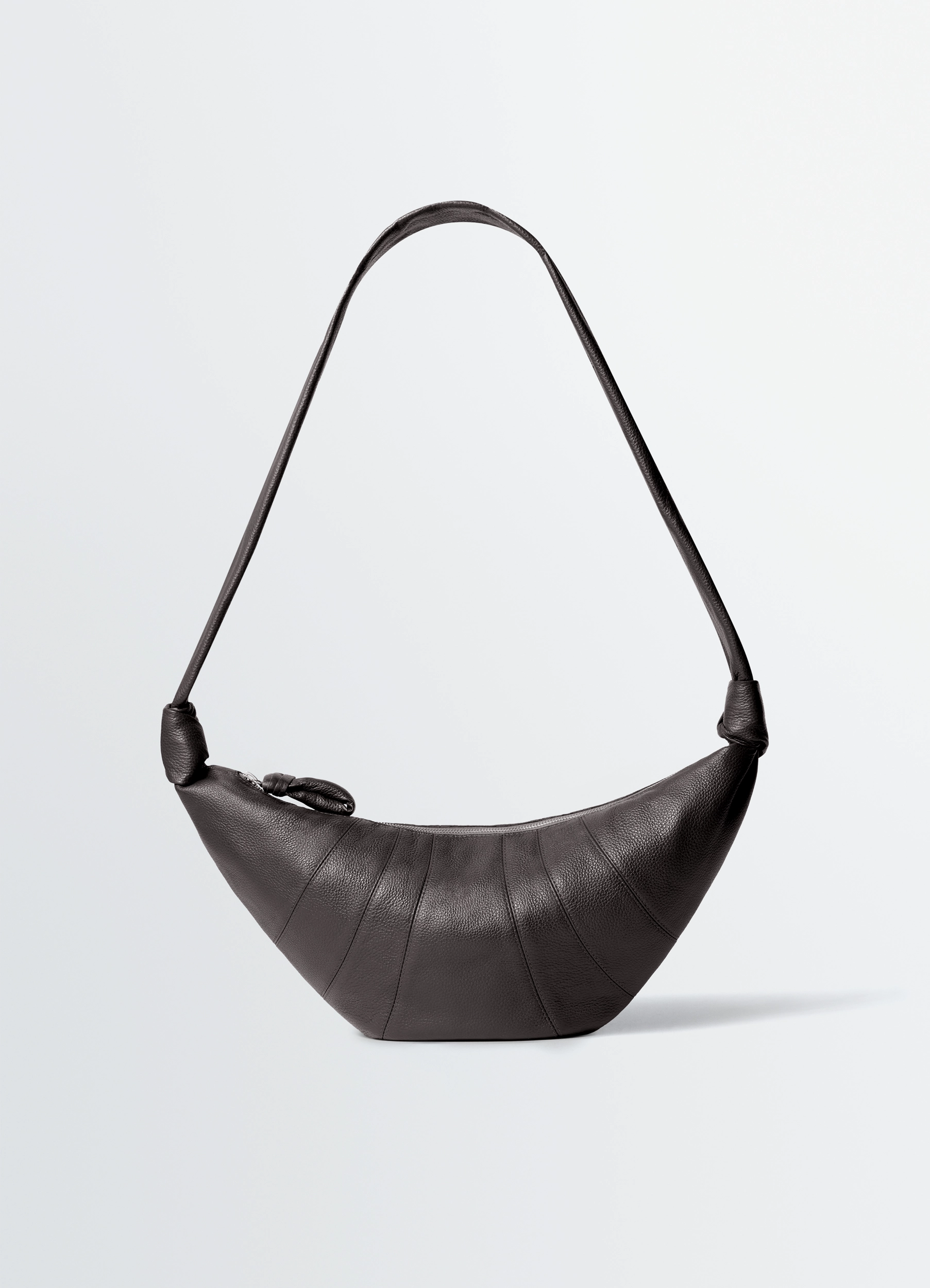 MEDIUM CROISSANT BAG IN LEATHER - Dark Chocolate - Soft Grained