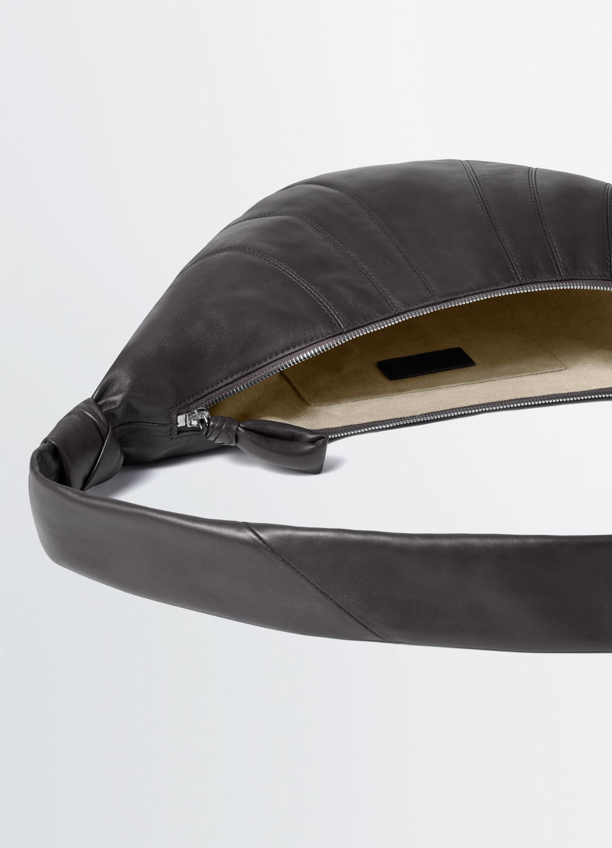 MEDIUM CROISSANT BAG IN LEATHER - Dark Chocolate - Soft Nappa