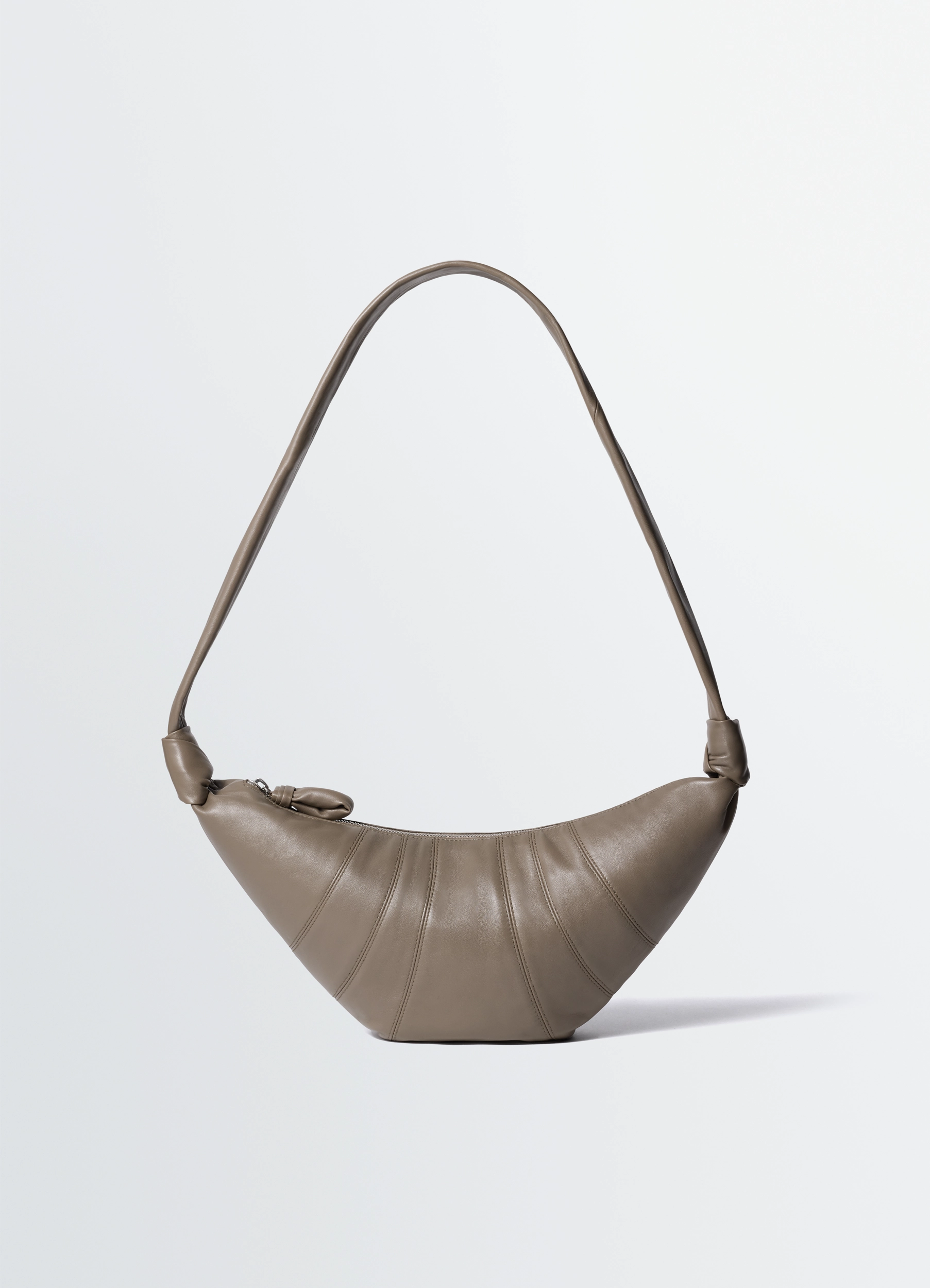 MEDIUM CROISSANT BAG IN LEATHER - Dark Khaki - Soft Nappa Leather