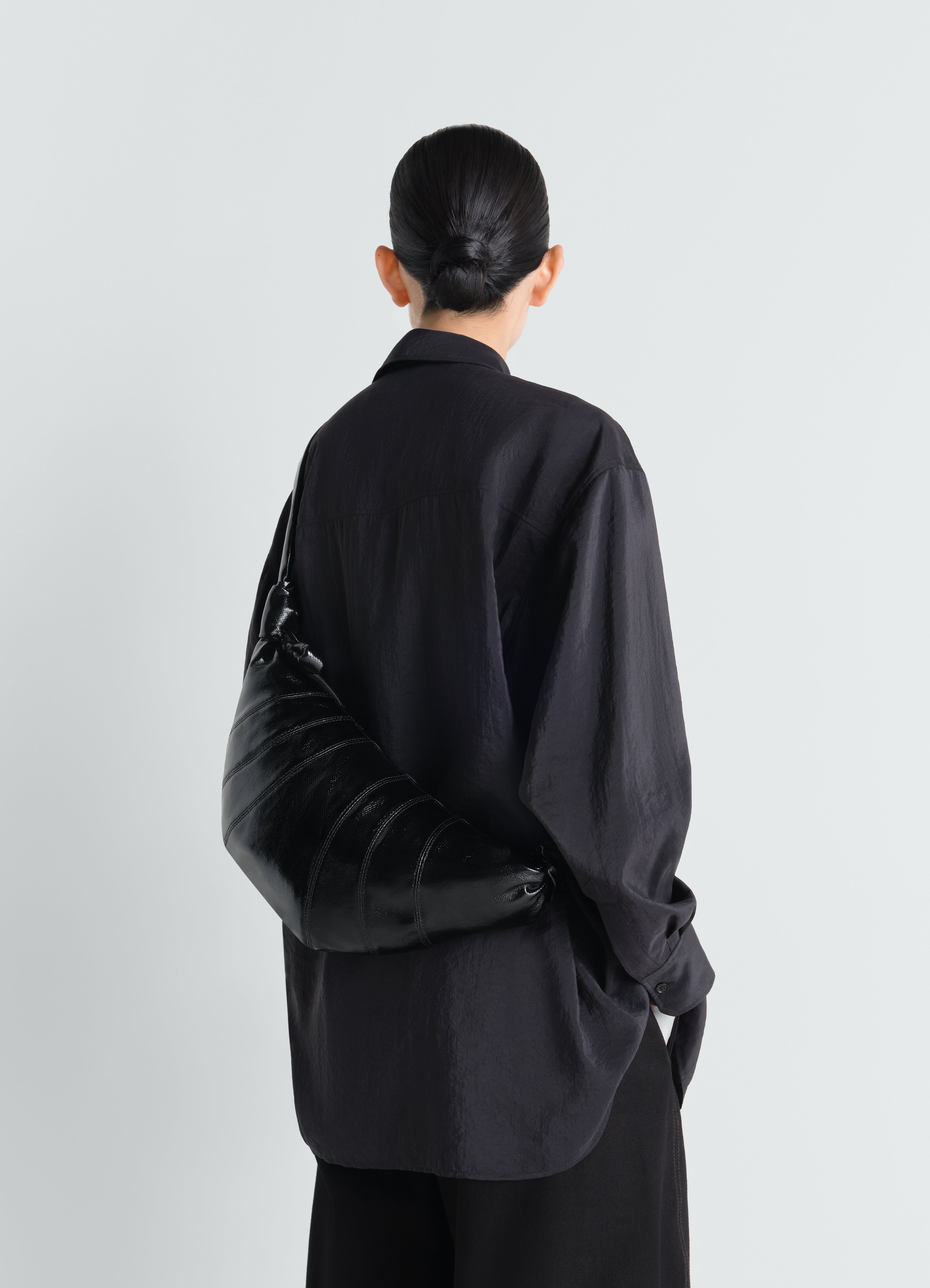 MEDIUM CROISSANT BAG IN COATED COTTON - Black - Coated Cotton
