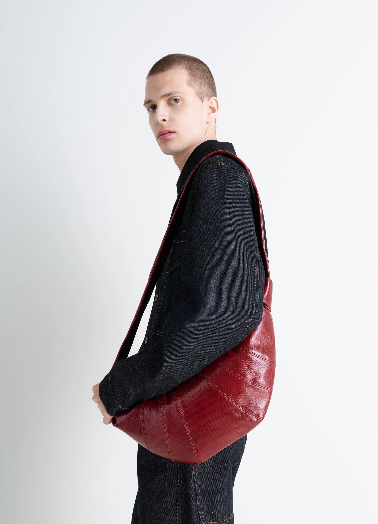 MEDIUM CROISSANT BAG IN COATED COTTON - Brick Red - Coated Cotton MEDIUM CROISSANT BAG IN COATED COTTON - Brick Red - Coated Cotton