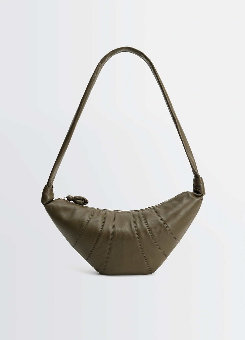 Lemaire Medium Croissant Bag in Nappa Lamb Leather, product shot, front view structured design