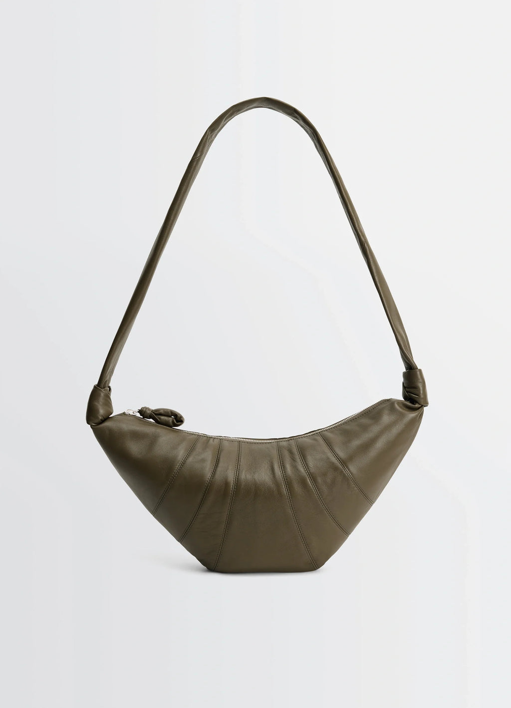 Lemaire Medium Croissant Bag in Nappa Lamb Leather, product shot, front view structured design