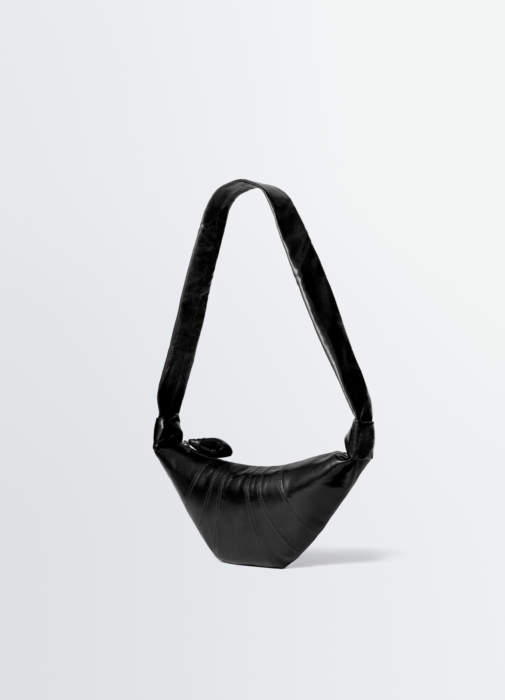 SMALL CROISSANT BAG IN COATED COTTON - Black - Coated Cotton