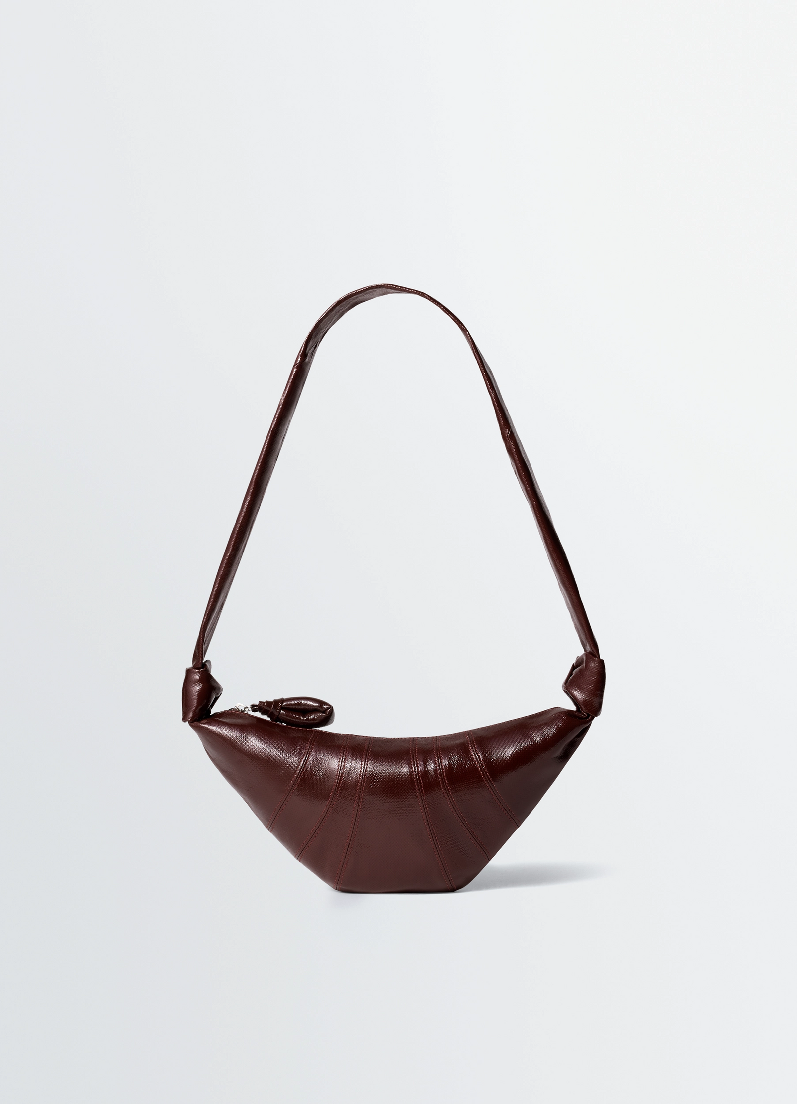 SMALL CROISSANT BAG IN COATED COTTON - Chocolate Fondant - Coated SMALL CROISSANT BAG IN COATED COTTON - Chocolate Fondant - Coated