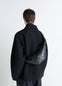 Lemaire Small Croissant Bag in Coated cotton canvas, model shot, Back view Worn on shoulder