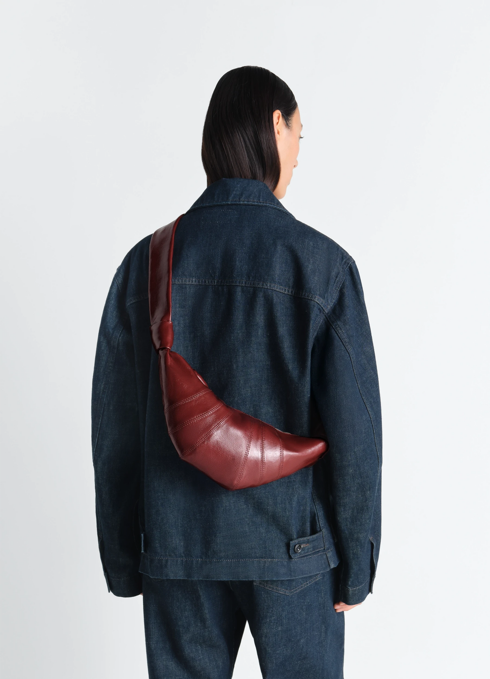 SMALL CROISSANT BAG IN COATED COTTON - Brick Red - Coated Cotton SMALL CROISSANT BAG IN COATED COTTON - Brick Red - Coated Cotton