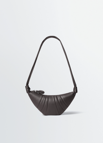 SMALL CROISSANT BAG IN LEATHER - Dark Chocolate - Soft Grained