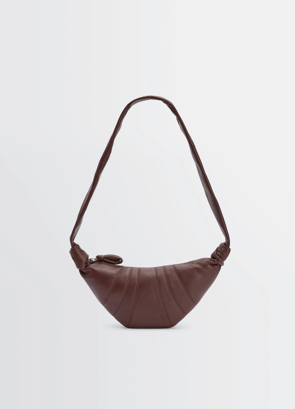 Lemaire Small Croissant Bag in Grained Leather, product shot, front view textured strap detail