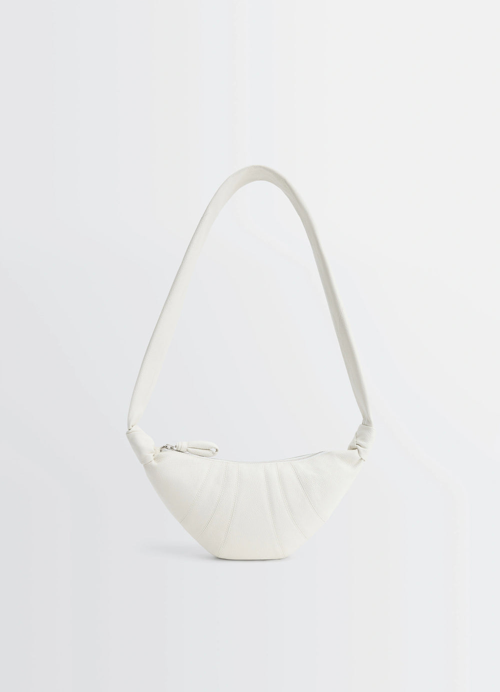 Lemaire Small Croissant Bag in Soft Grained Leather, product shot, Front view Curved design