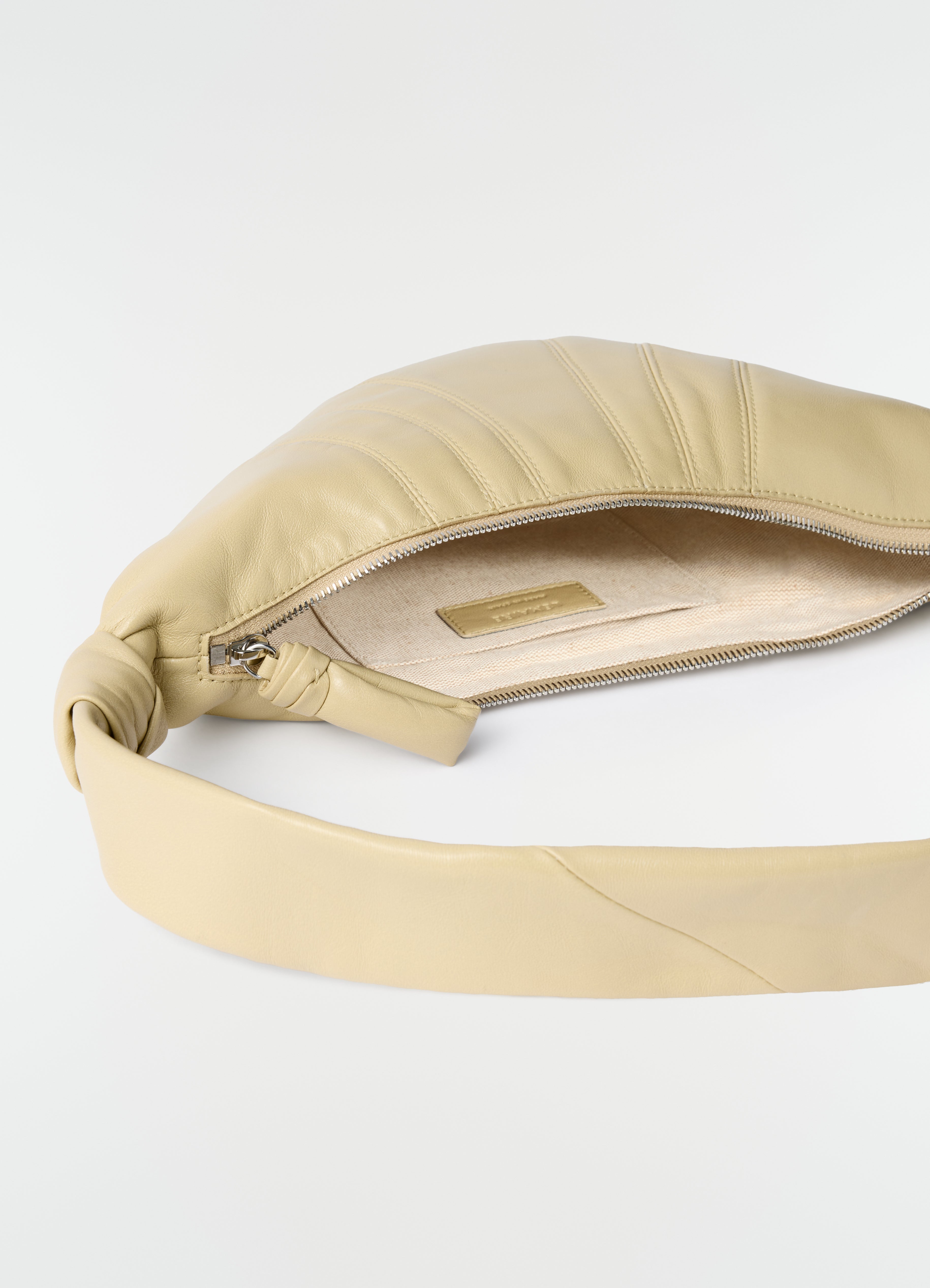 SMALL CROISSANT BAG IN LEATHER - Sesame - Soft Nappa Leather