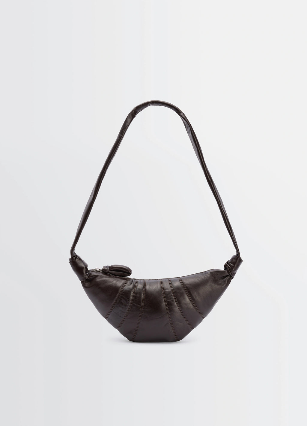 Lemaire Small Croissant Bag in Nappa Lamb Leather, product shot, front view arching handle
