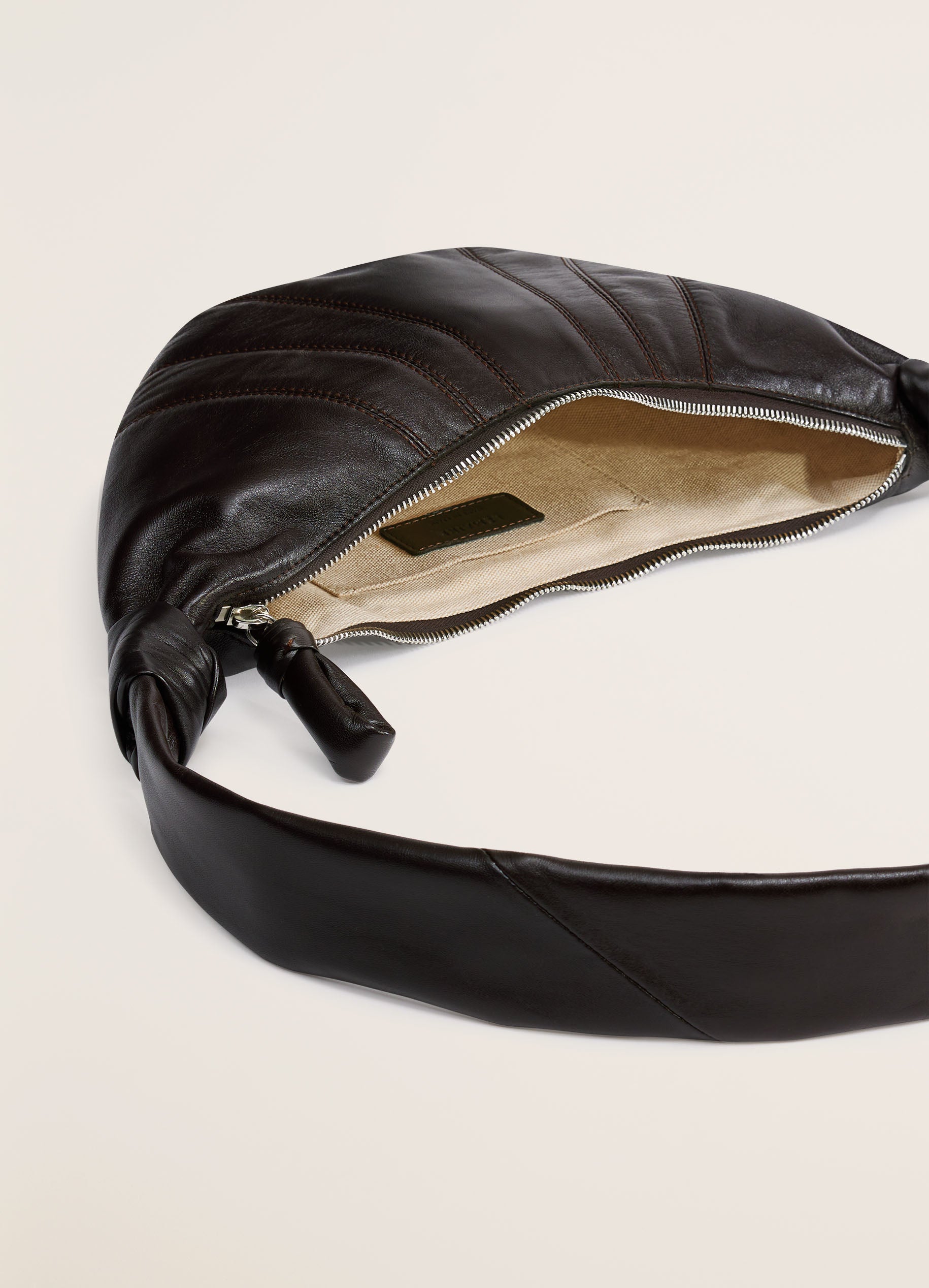 Dark Chocolate Small Croissant Bag in Soft Nappa Leather | LEMAIRE