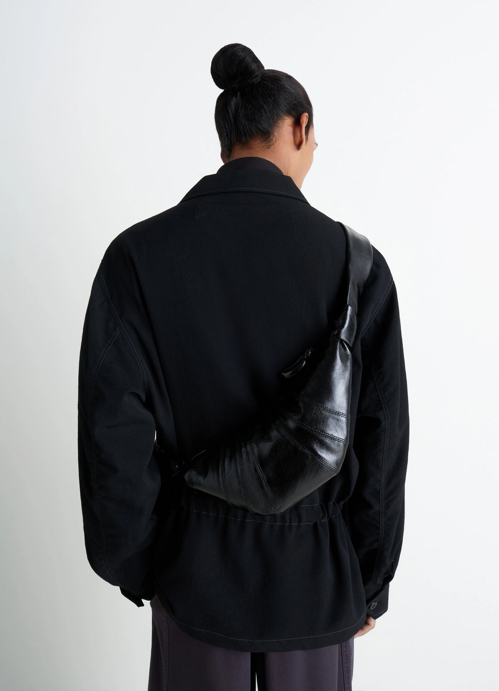 SMALL CROISSANT BAG - Black - Coated Cotton - Unisex | LEMAIRE SMALL CROISSANT BAG - Black - Coated Cotton - Unisex | LEMAIRE