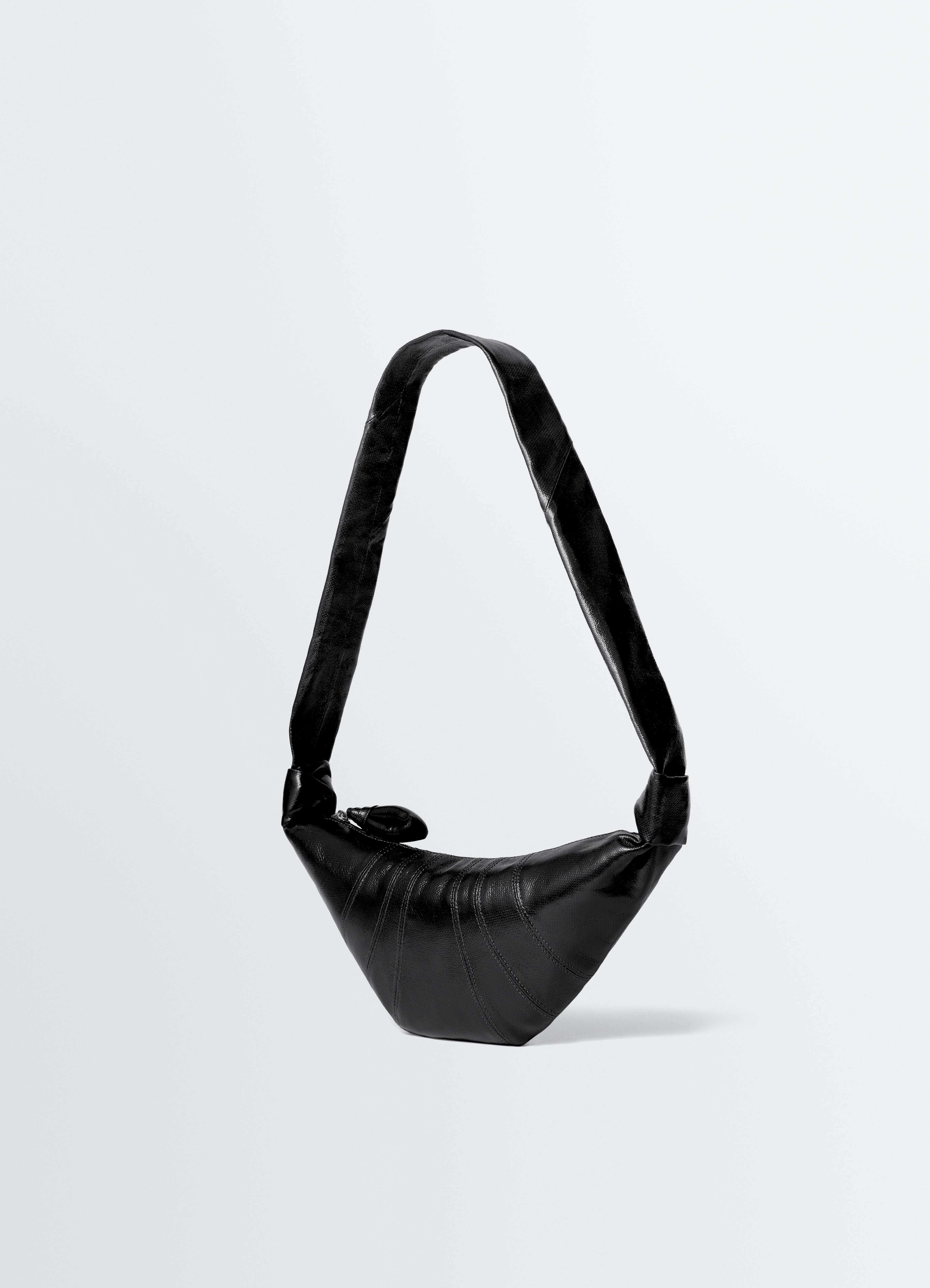 SMALL CROISSANT BAG IN COATED COTTON - Black - Coated Cotton