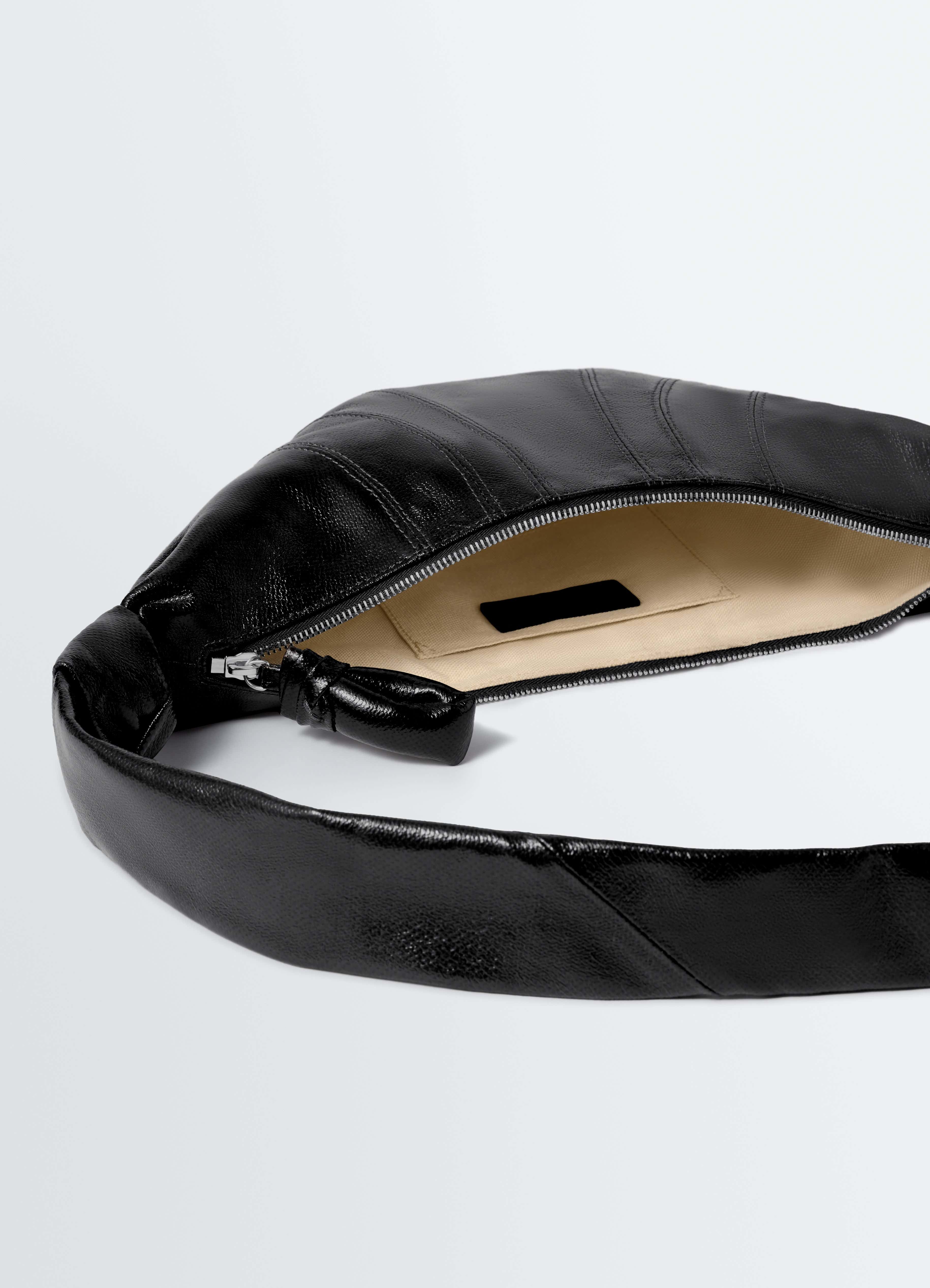 SMALL CROISSANT BAG IN COATED COTTON - Black - Coated Cotton