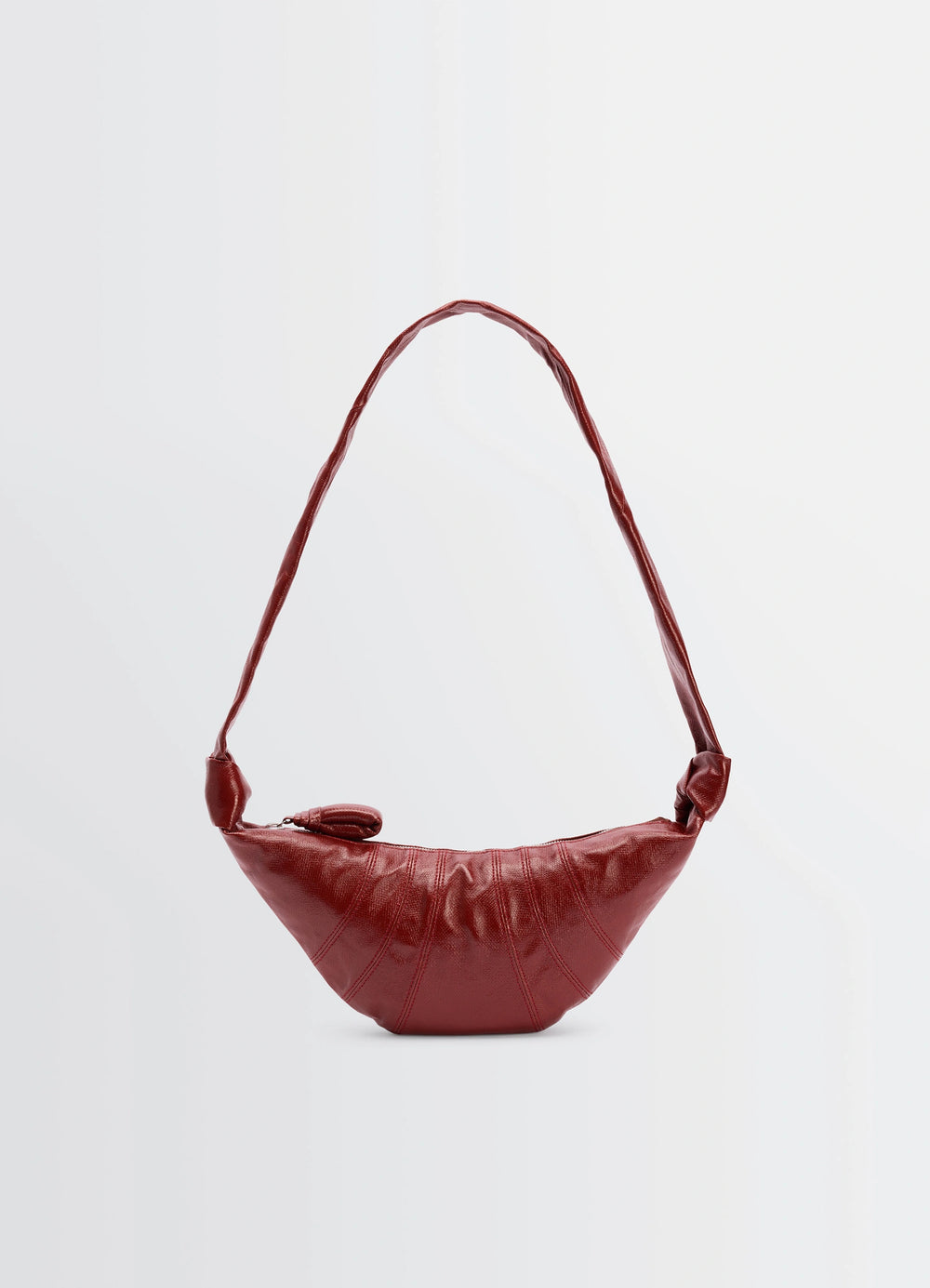 Lemaire Small Croissant Bag in Coated Cotton Canvas, product shot, side view curved silhouette