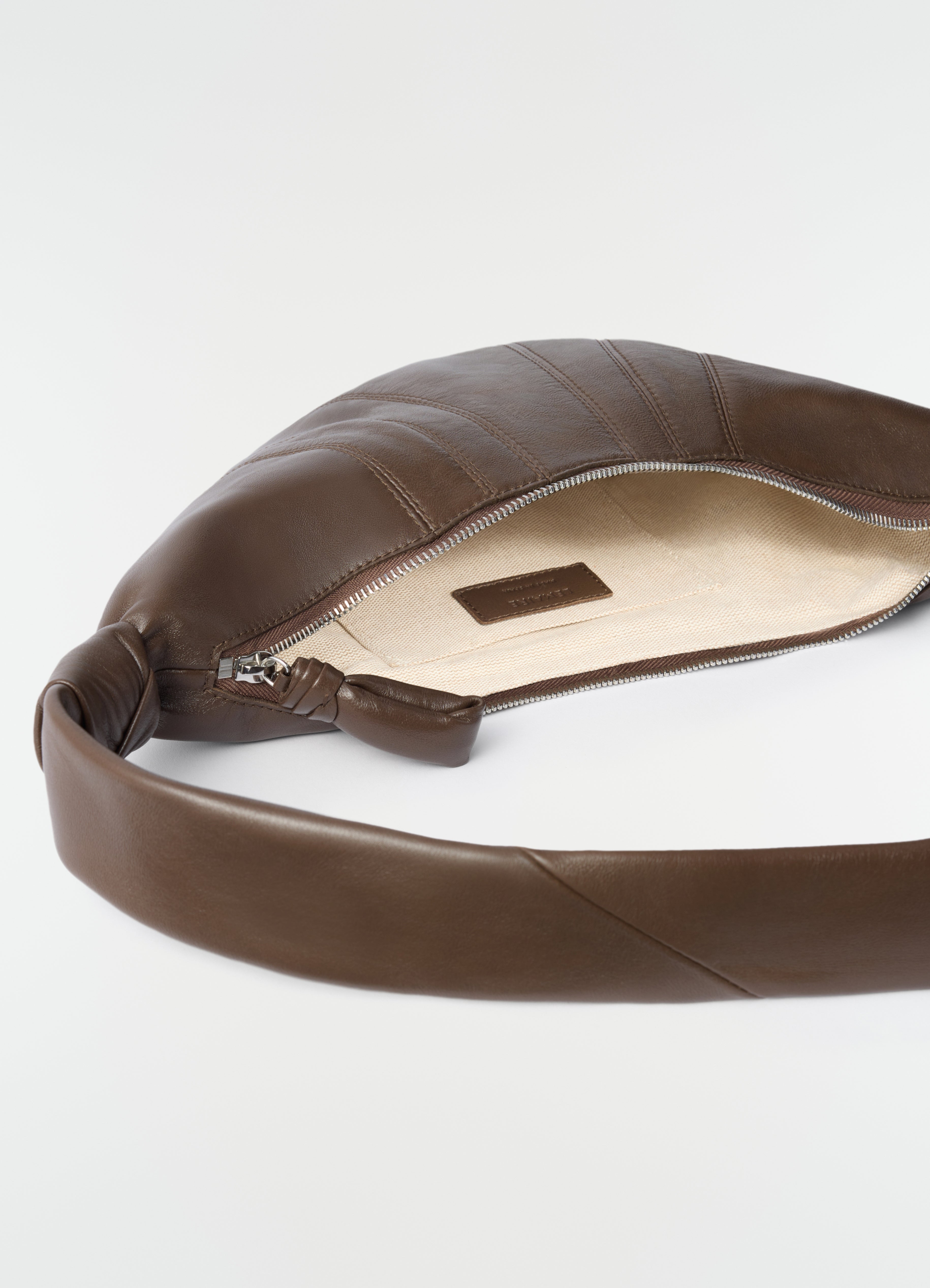 SMALL CROISSANT BAG IN LEATHER - Otter - Soft Nappa Leather