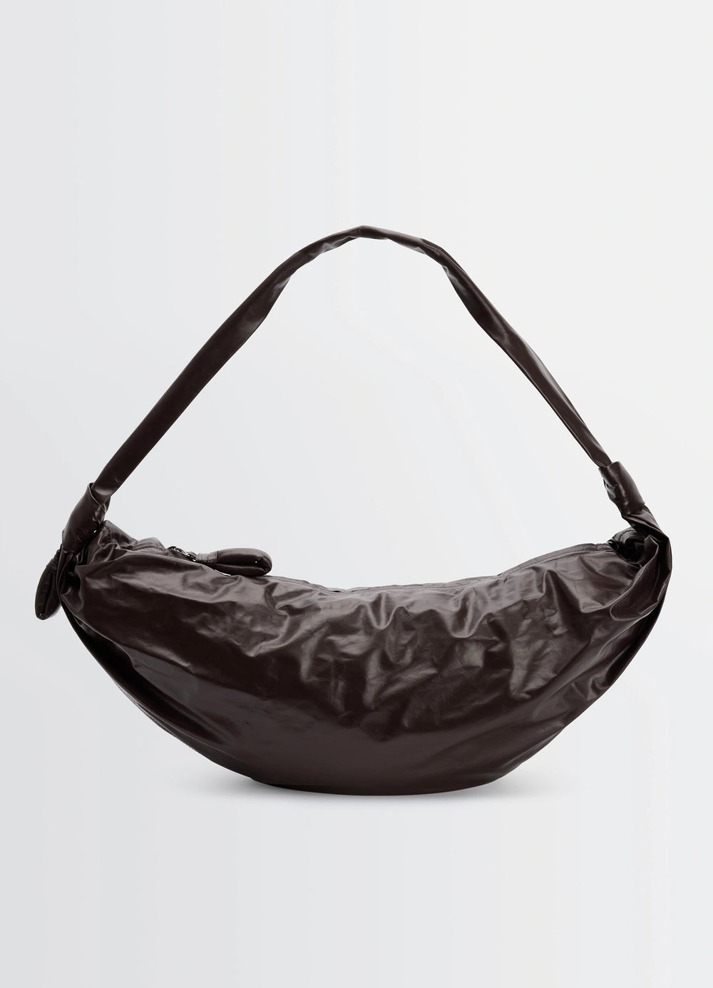 Lemaire Large Soft Croissant Bag in Paper-effect leather, product shot, side view textured finish
