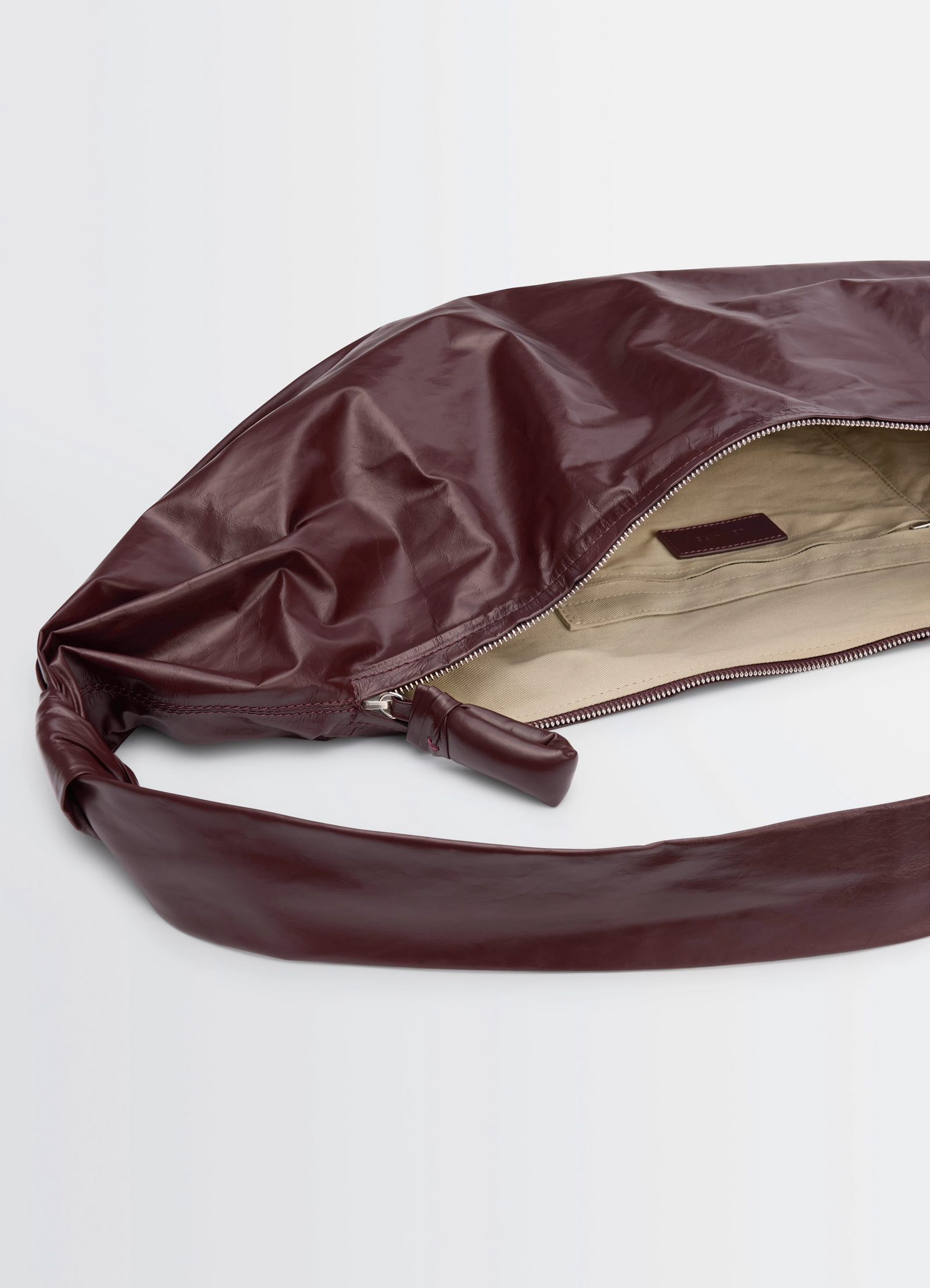 LARGE SOFT CROISSANT BAG IN PAPER LEATHER - Roasted Pecan - Paper LARGE SOFT CROISSANT BAG IN PAPER LEATHER - Roasted Pecan - Paper