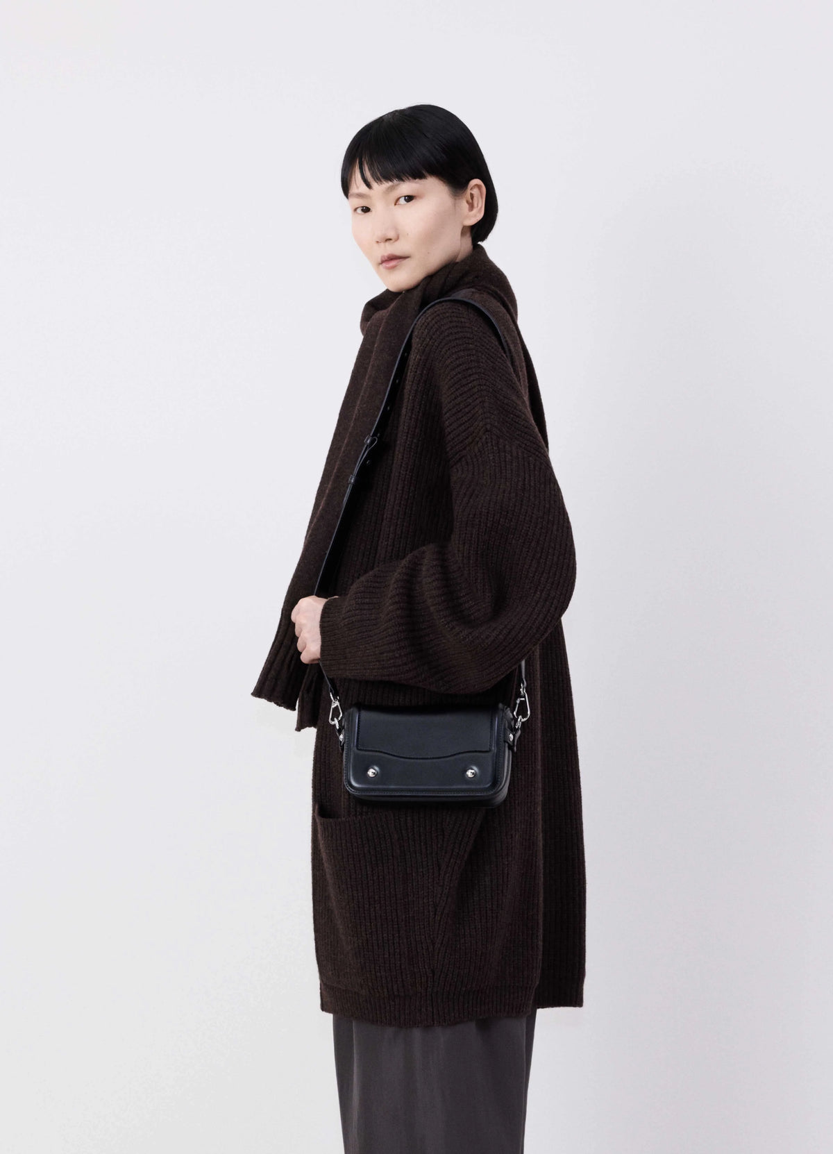 週末値下lemaire Ransel Mini Satchel Bag ネイビー RANSEL MINI SATCHEL - Black - Glossy Leather - Unisex | LEMAIRE
