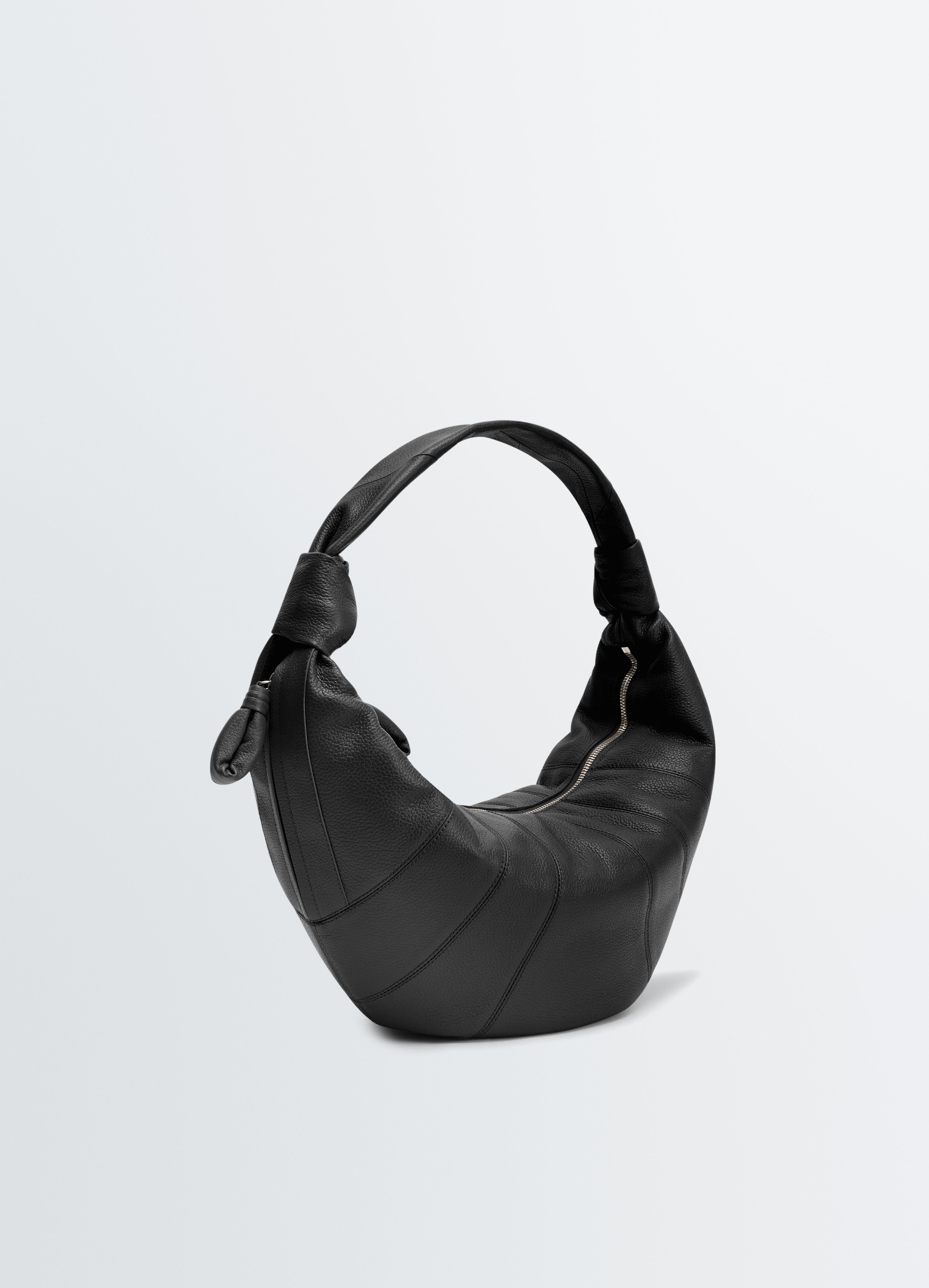 MINI FORTUNE CROISSANT BAG IN LEATHER - Black - Soft Grained