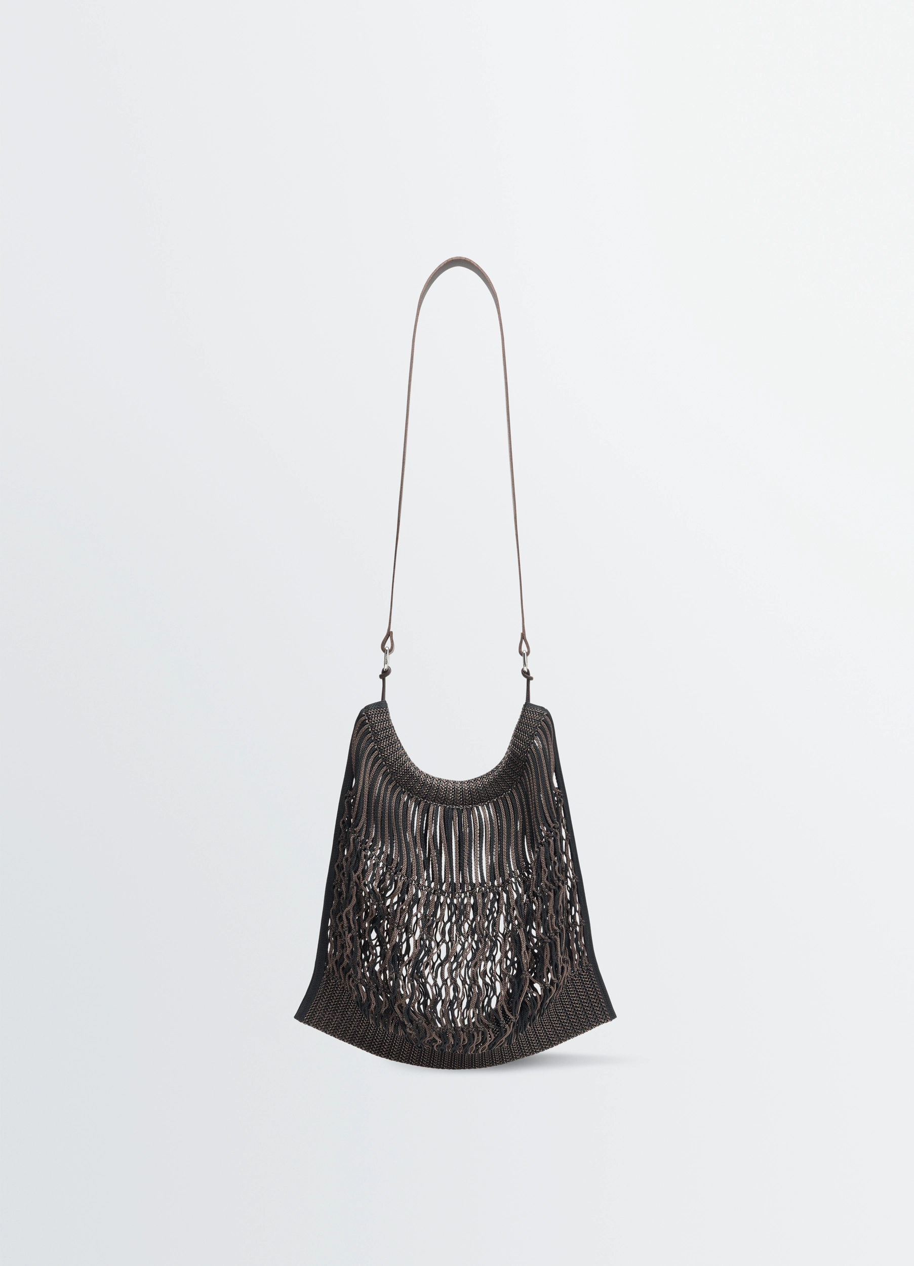 LARGE CROSSBODY FILT NET SHOPPING BAG - Chevron Marron Glacé / Bl