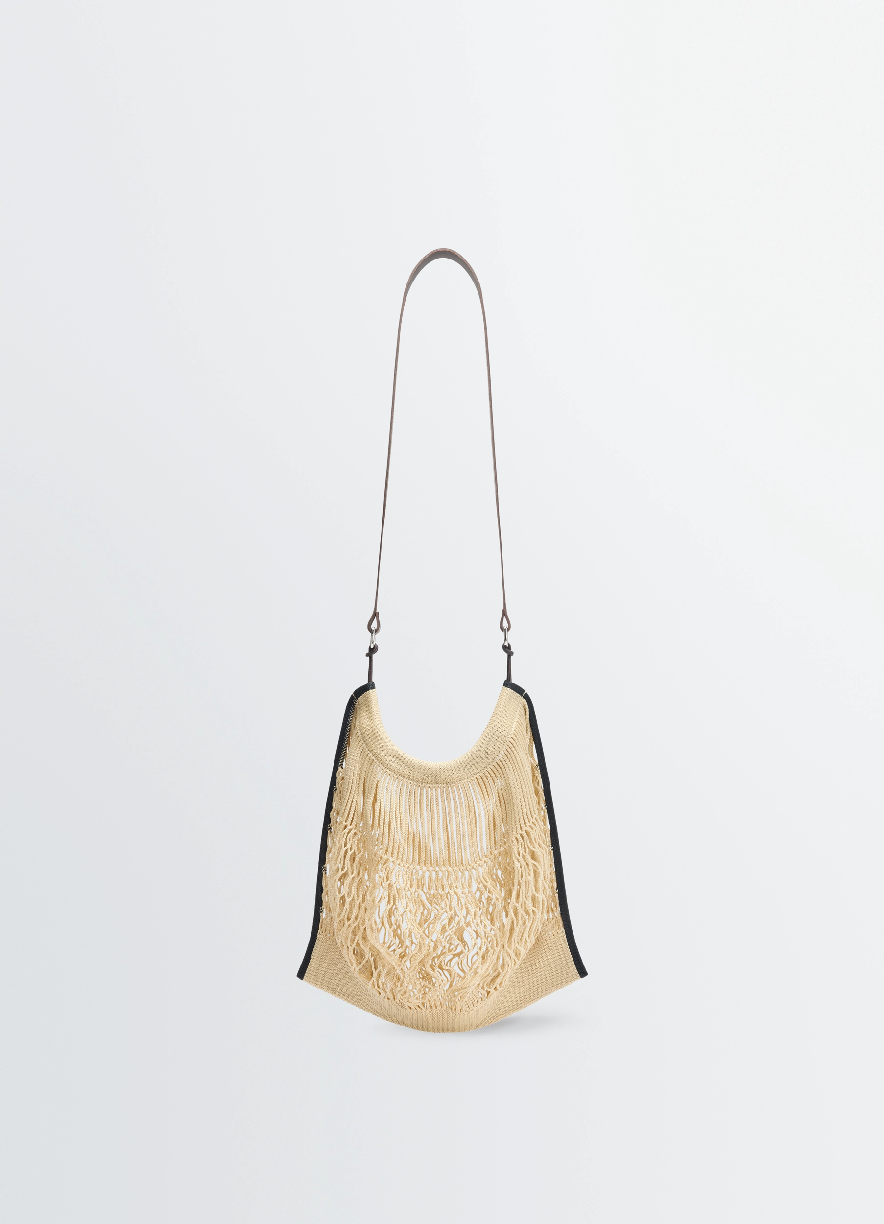 Lemaire flit ラージ クロスボディ ネットショッピングバッグ LARGE CROSSBODY FILT NET SHOPPING BAG - Chevron Light Beige / Bla