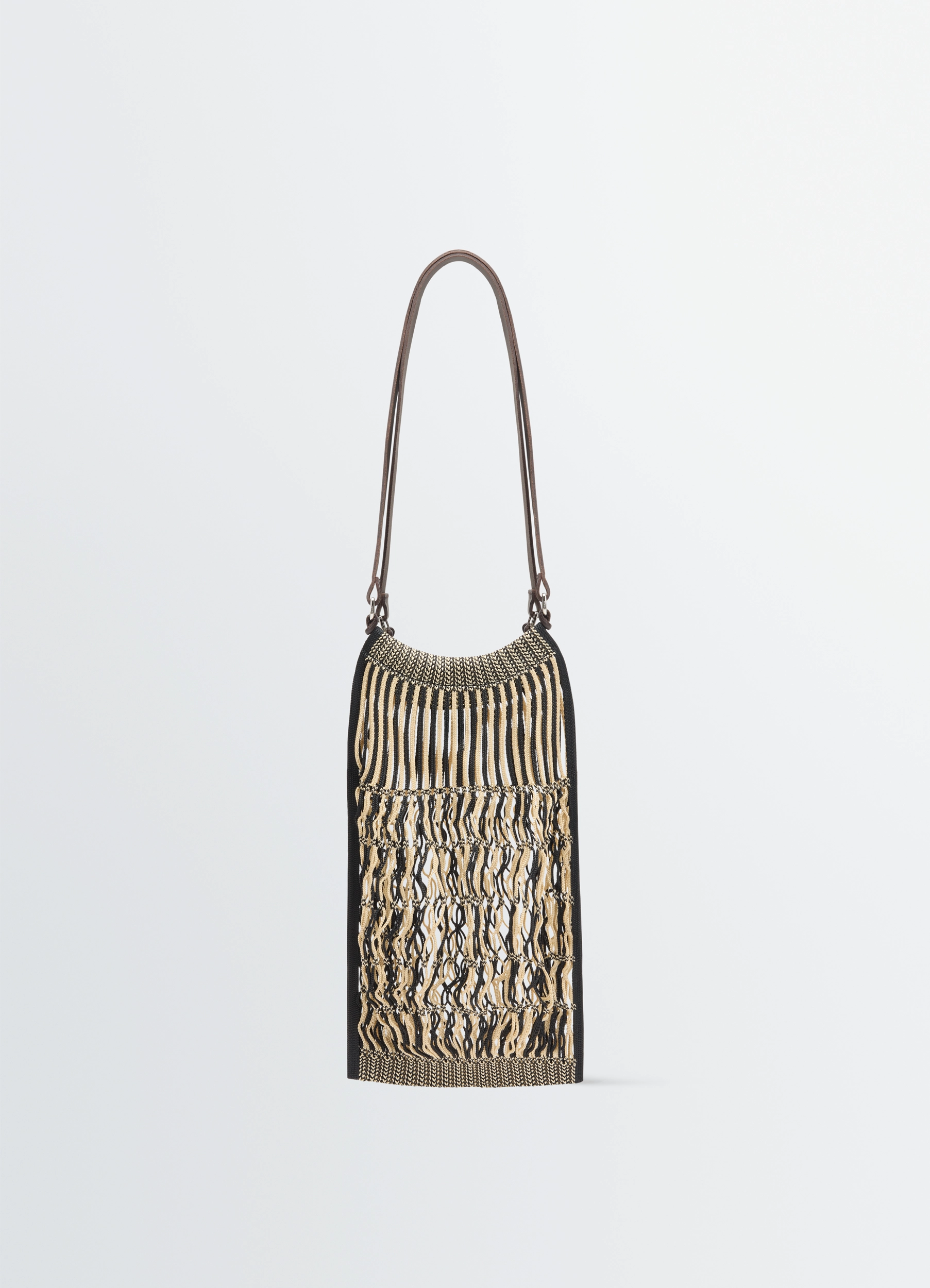 MEDIUM FILT NET SHOPPING BAG - Chevron Light Beige / Bla - Nylon MEDIUM FILT NET SHOPPING BAG - Chevron Light Beige / Bla - Nylon