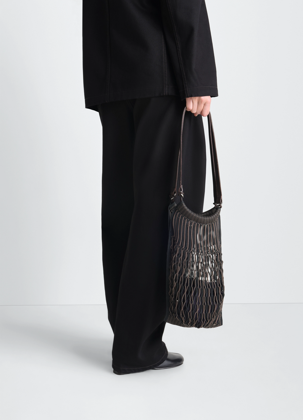 MEDIUM FILT NET SHOPPING BAG - Chevron Marron Glacé / Bl - Nylon