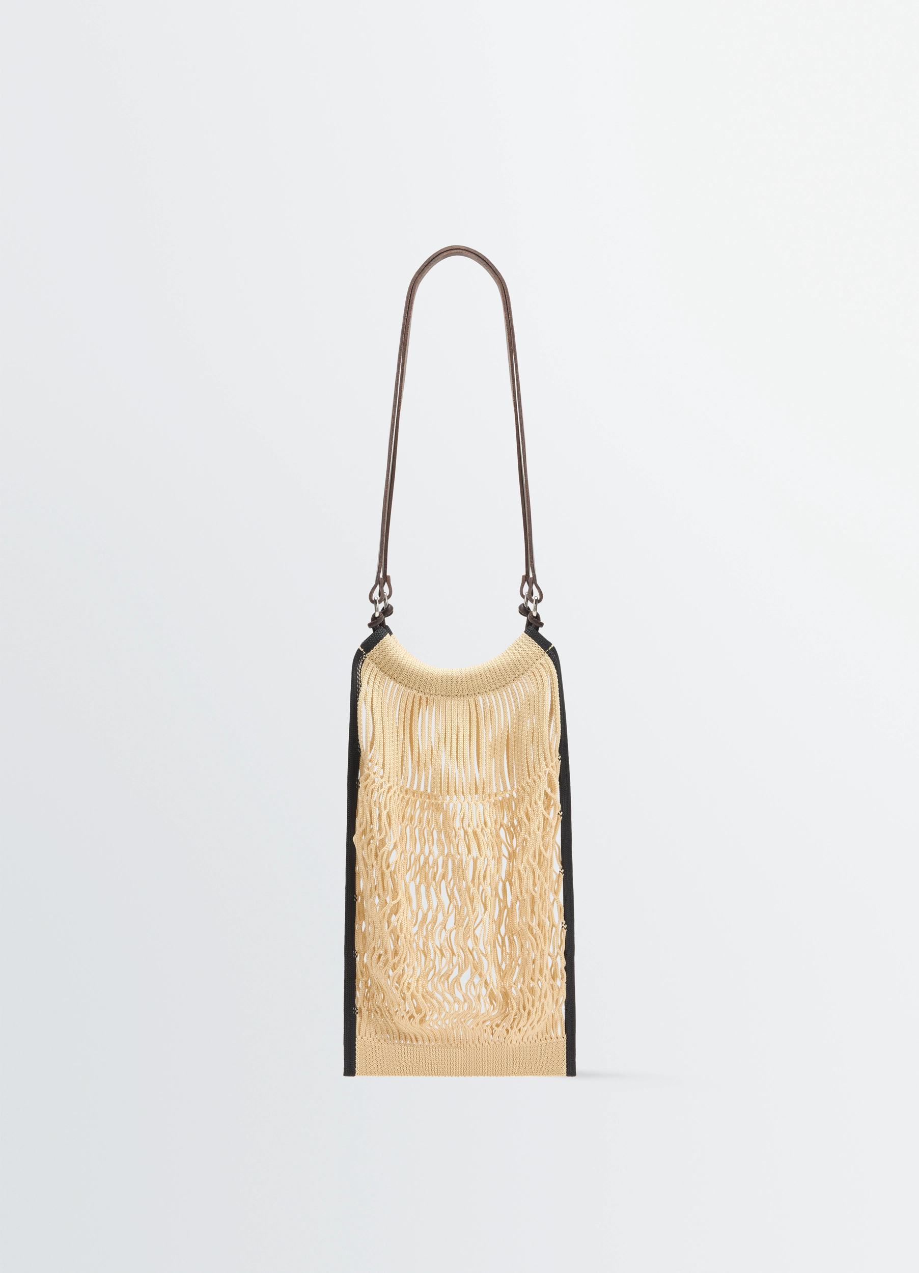 MEDIUM FILT NET SHOPPING BAG - Light Beige / Black - Nylon Net MEDIUM FILT NET SHOPPING BAG - Light Beige / Black - Nylon Net
