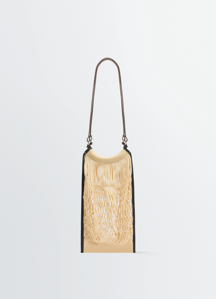 MEDIUM FILT NET SHOPPING BAG - Light Beige / Black - Nylon Net
