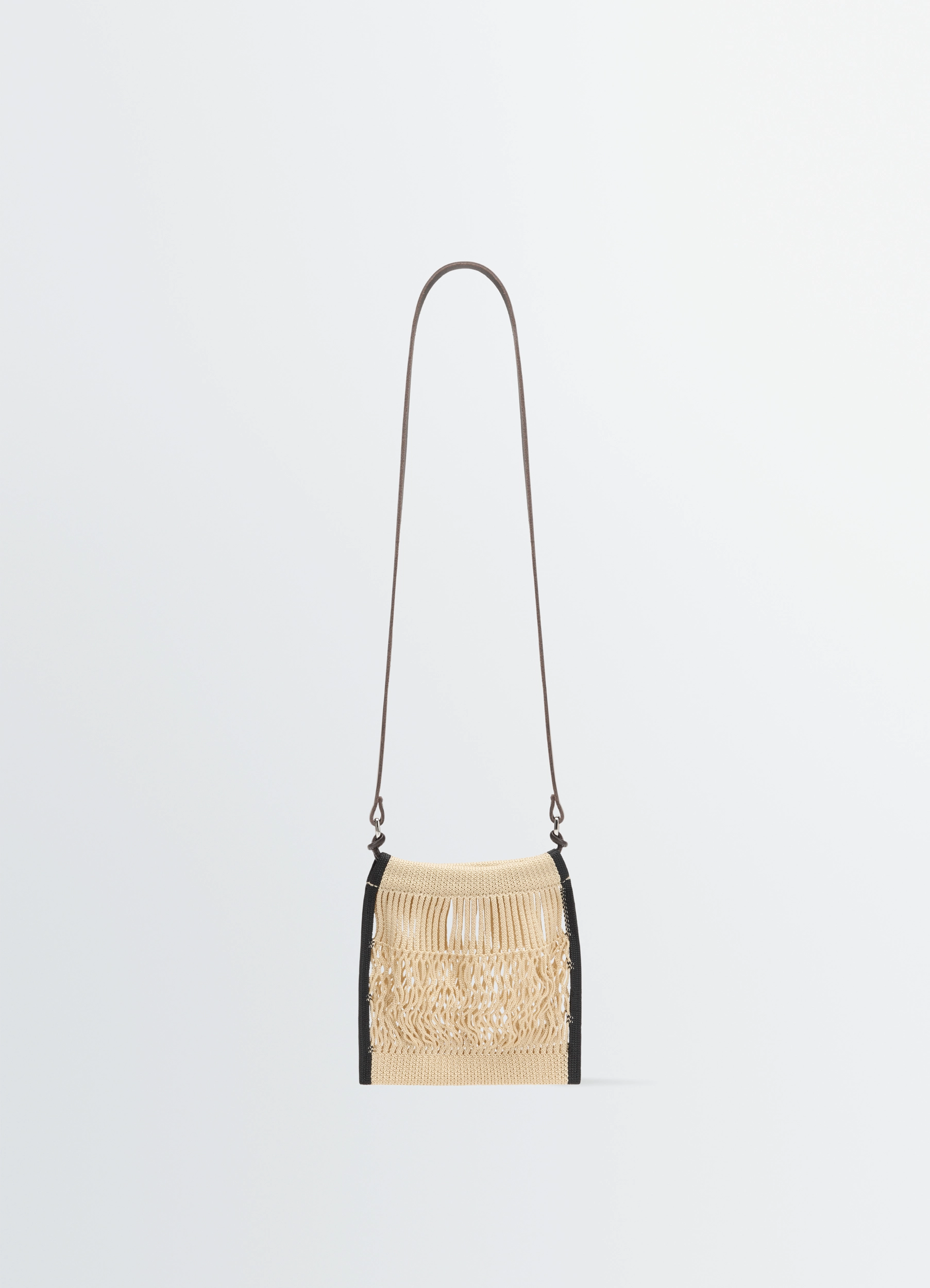 MINI CROSSBODY FILT NET BAG - Light Beige / Black - Nylon Net