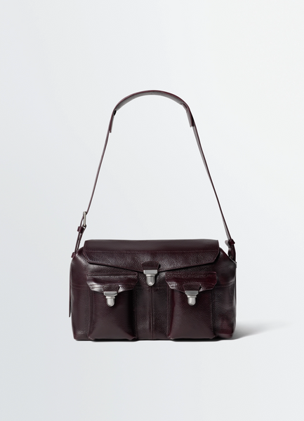 WEEK-END GEAR BAG IN LEATHER - Dark Eggplant - Glossy Vegetable