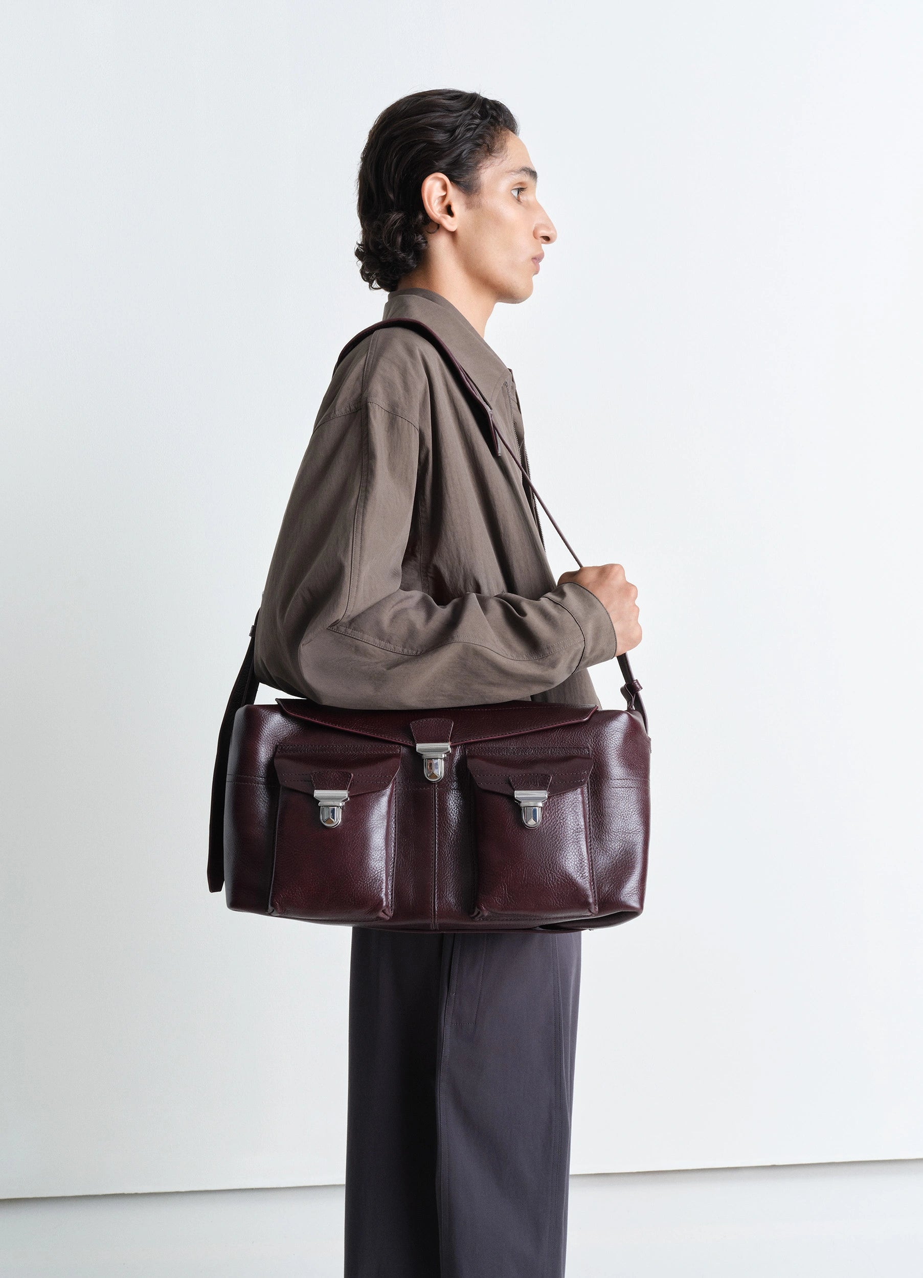 Dark Eggplant Week-end Gear Bag | LEMAIRE Dark Eggplant Week-end Gear Bag | LEMAIRE