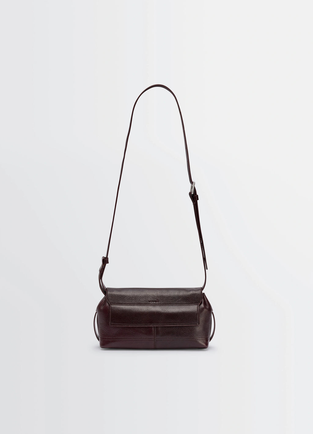 Lemaire Small Gear Bag in Glossy Vegetable-Tanned Leather, product shot, back view rectangular silhouette