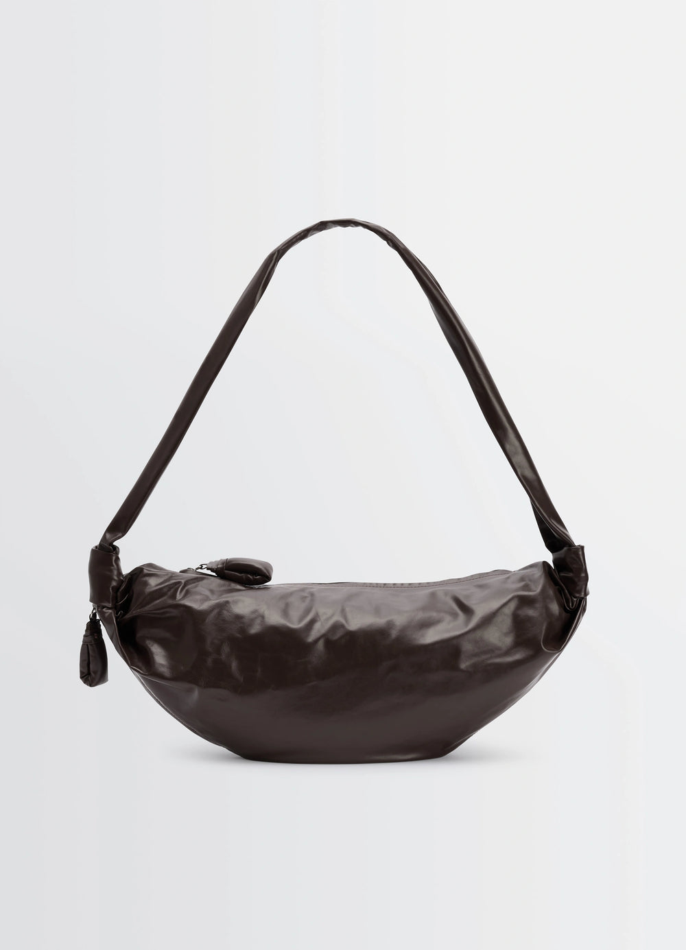 Lemaire Medium Soft Croissant in Paper-effect leather, product shot, front angle soft and slouchy shape