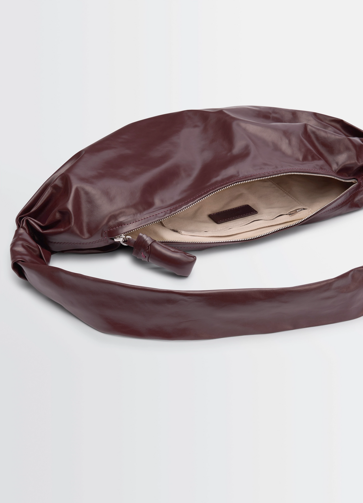 MEDIUM SOFT CROISSANT BAG IN PAPER LEATHER - Roasted Pecan - Paper