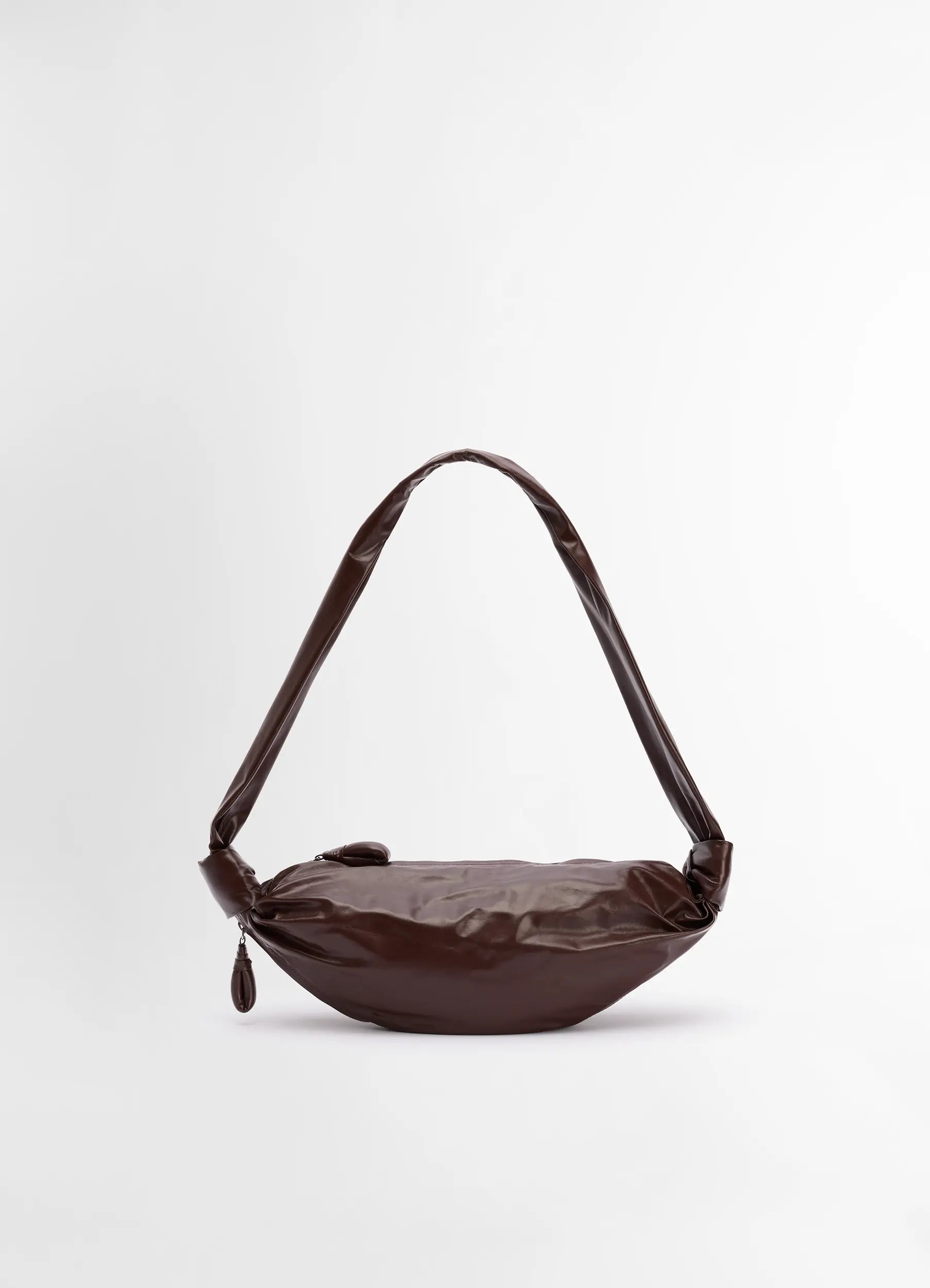 SMALL SOFT CROISSANT BAG IN PAPER LEATHER - Roasted Pecan - Paper SMALL SOFT CROISSANT BAG IN PAPER LEATHER - Roasted Pecan - Paper