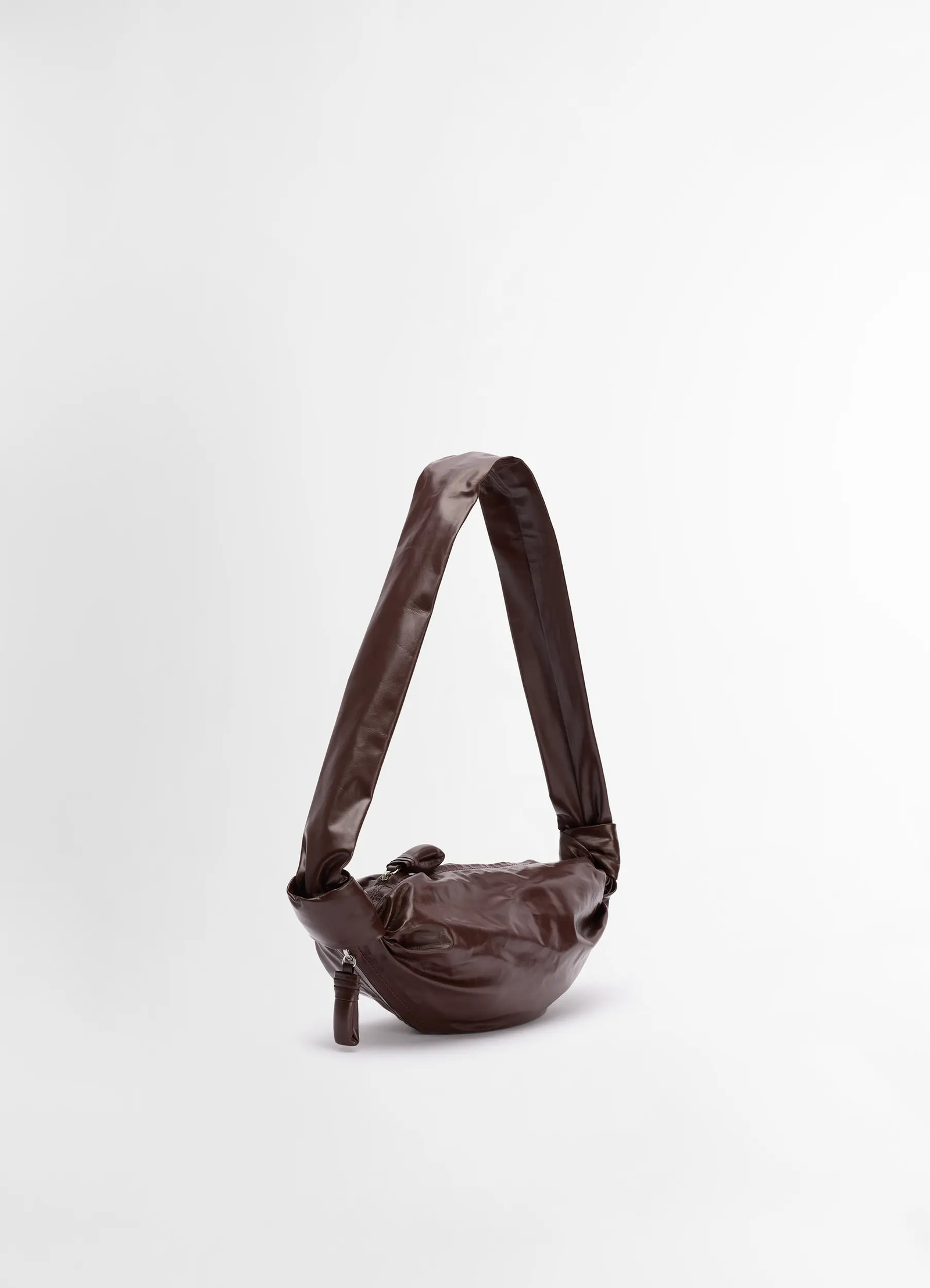 SMALL SOFT CROISSANT BAG IN PAPER LEATHER - Roasted Pecan SMALL SOFT CROISSANT BAG IN PAPER LEATHER - Roasted Pecan