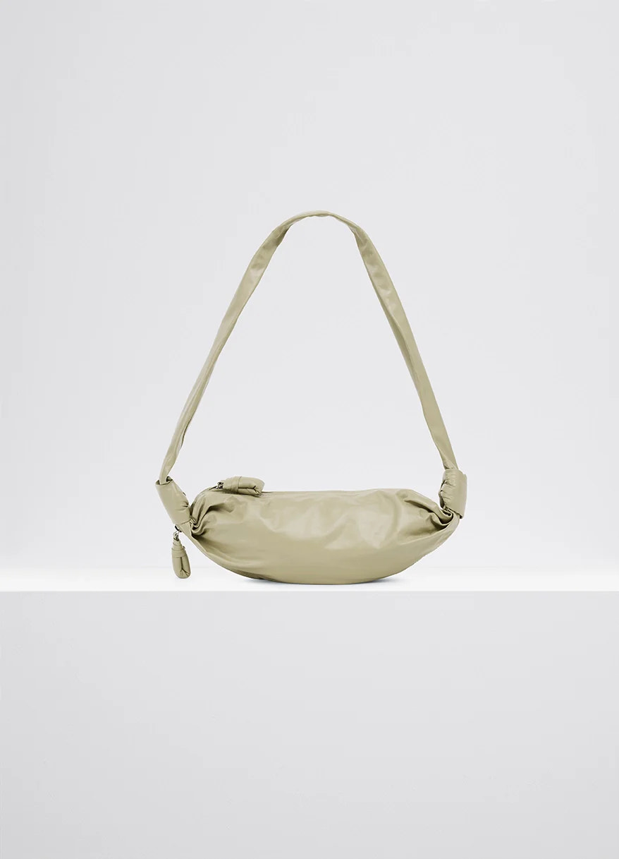SMALL SOFT CROISSANT BAG IN PAPER LEATHER - Dusty Sage - Paper SMALL SOFT CROISSANT BAG IN PAPER LEATHER - Dusty Sage - Paper