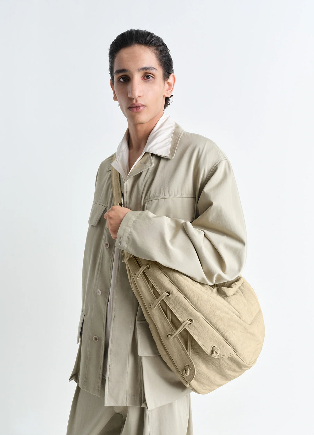 LEMAIRE (ルメール) Soft Game Bag ラージ LARGE SOFT GAME BAG - Tan - Water Repellent Nylon Canvas - Unisex