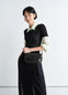 Lemaire Belly Bag in Silver LWG-certified leather, model shot, front view worn crossbody