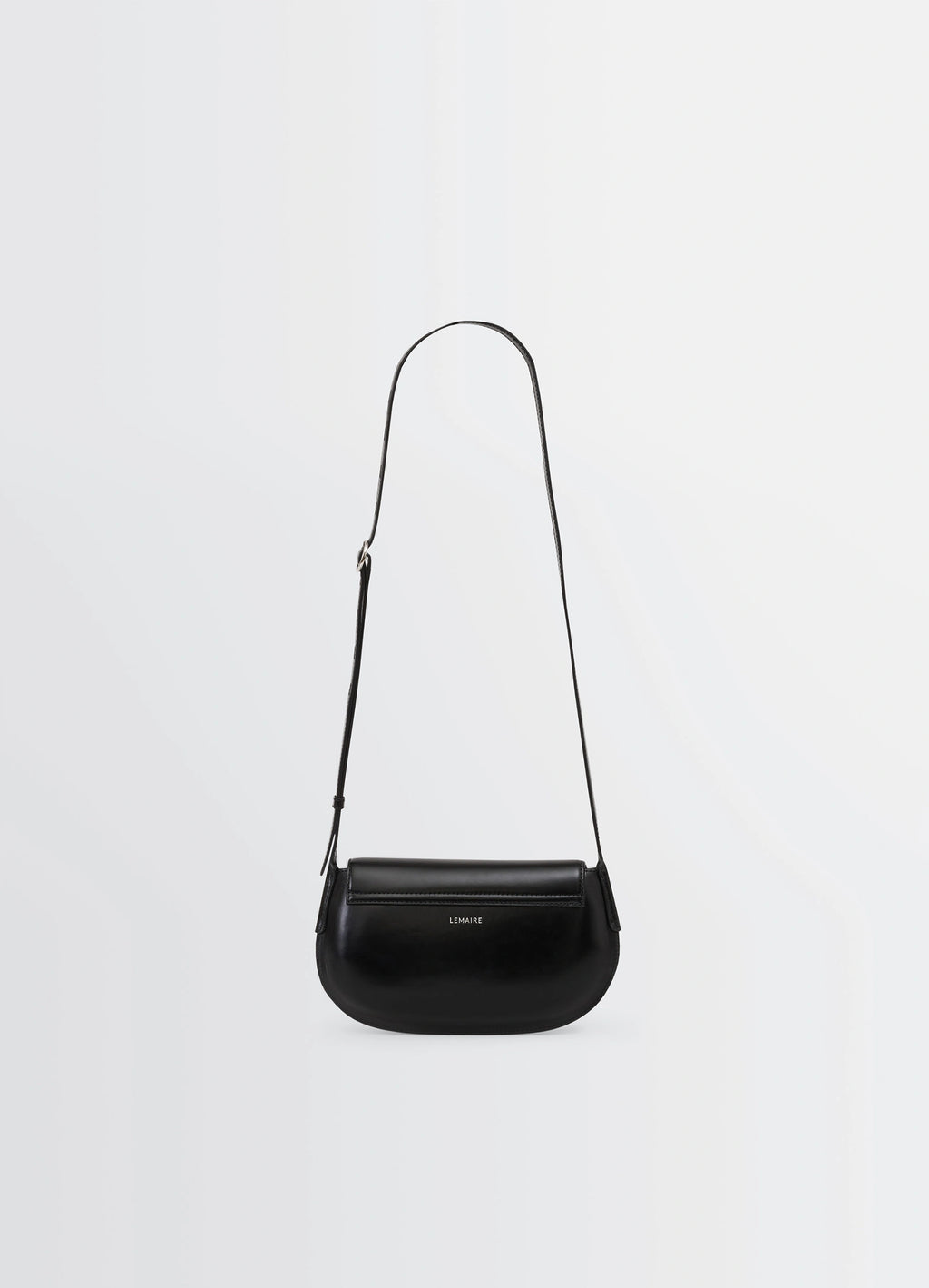 Lemaire Belly Bag in Silver LWG-certified leather, product shot, side view minimalist design