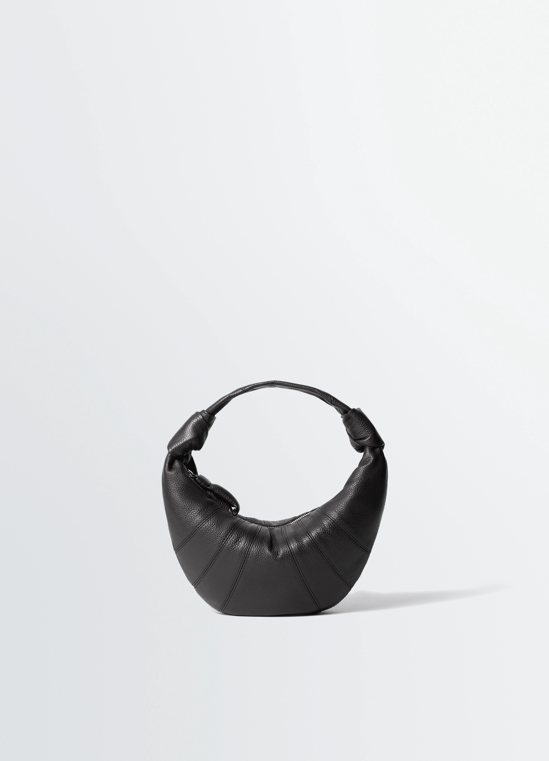 MINI FORTUNE CROISSANT BAG IN LEATHER - Black - Soft Grained