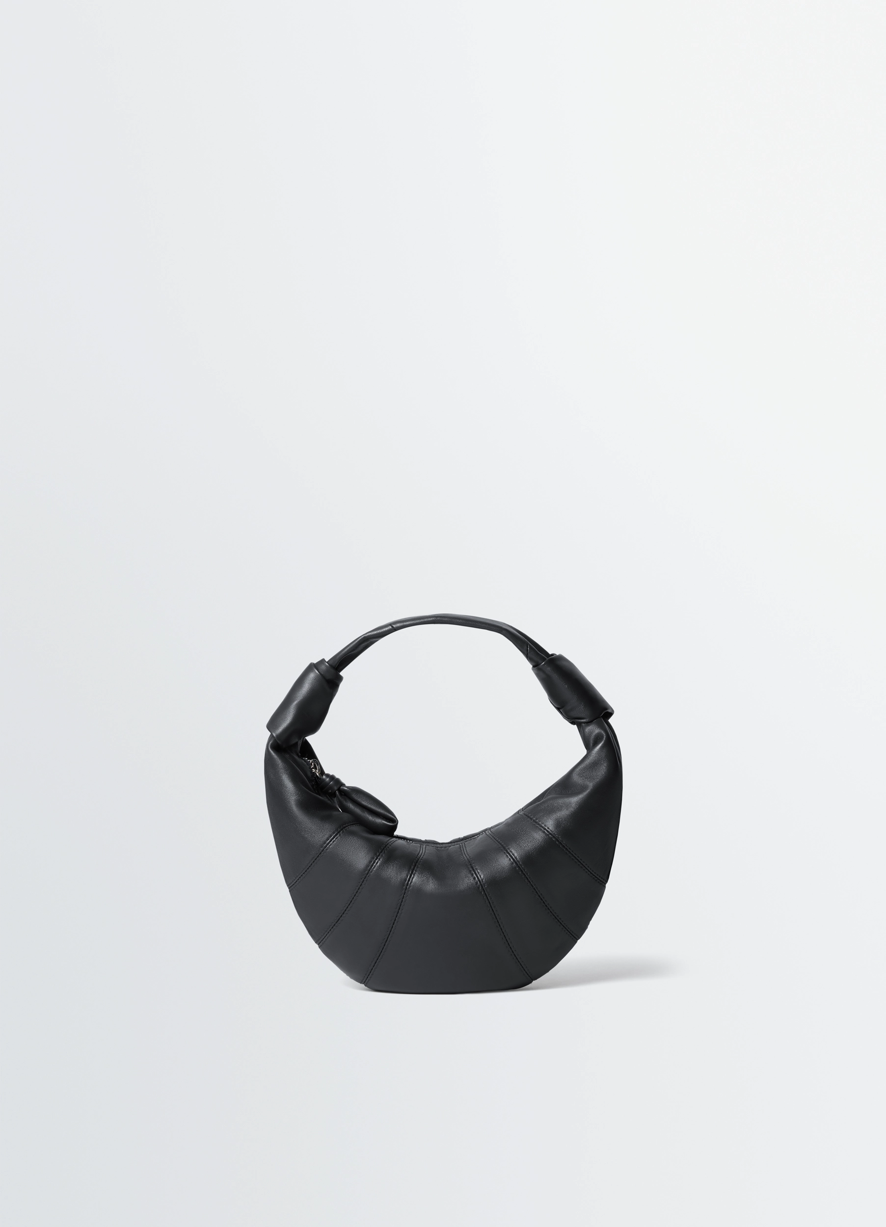 MINI FORTUNE CROISSANT BAG IN LEATHER - Black - Soft Nappa Leather