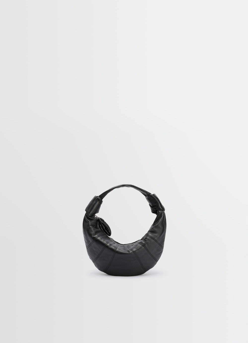 Mini Fortune Croissant Bag in Soft Nappa Lambskin, product shot, front view padded crescent shape