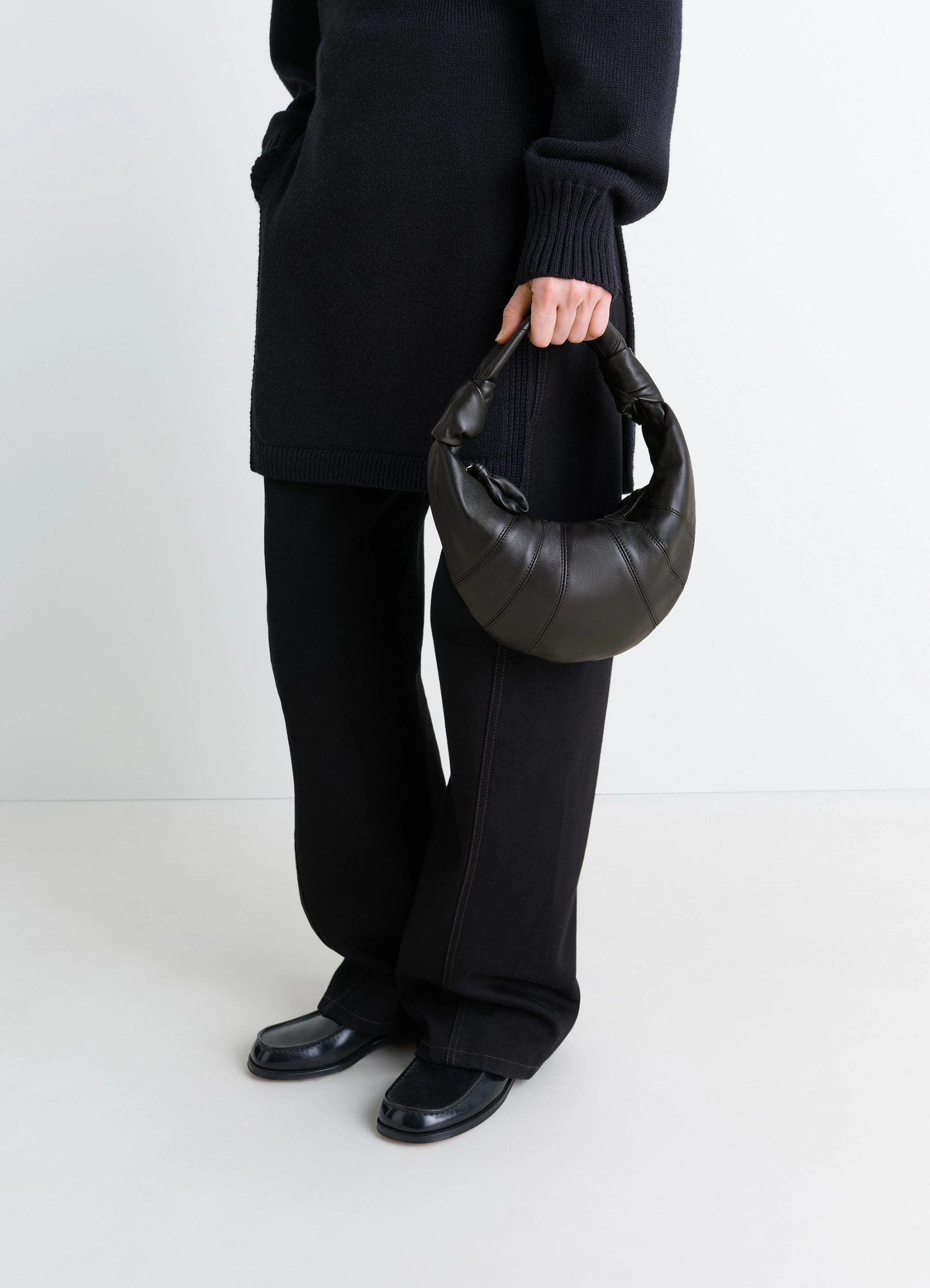 MINI FORTUNE CROISSANT BAG IN LEATHER - Black - Soft Nappa Leather MINI FORTUNE CROISSANT BAG IN LEATHER - Black - Soft Nappa Leather