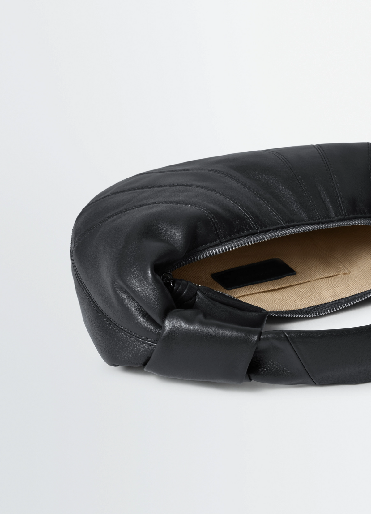 MINI FORTUNE CROISSANT BAG IN LEATHER - Black - Soft Nappa Leather